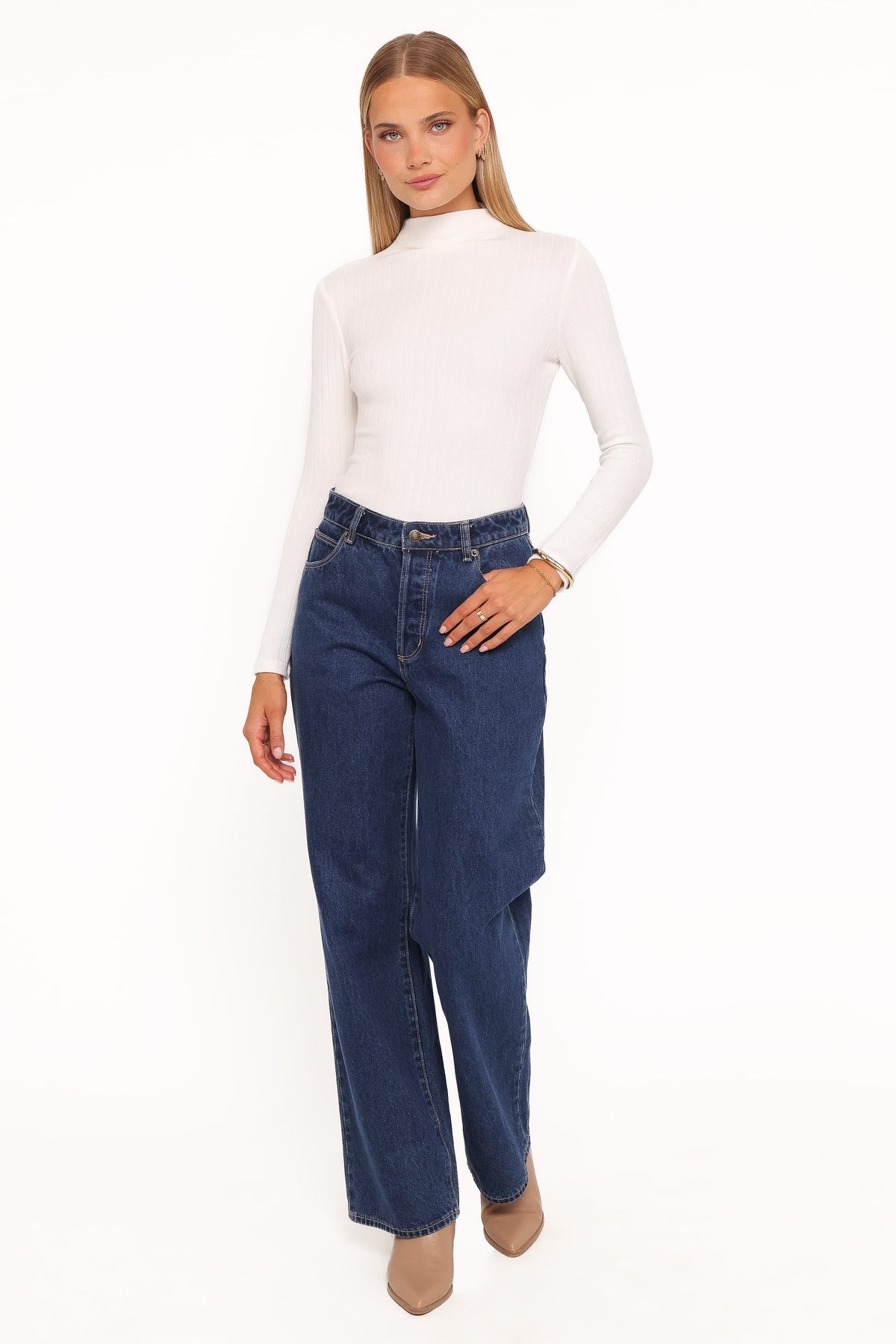 Petal and Pup USA TOPS Andromeda Ribbed Knit Top - Ivory