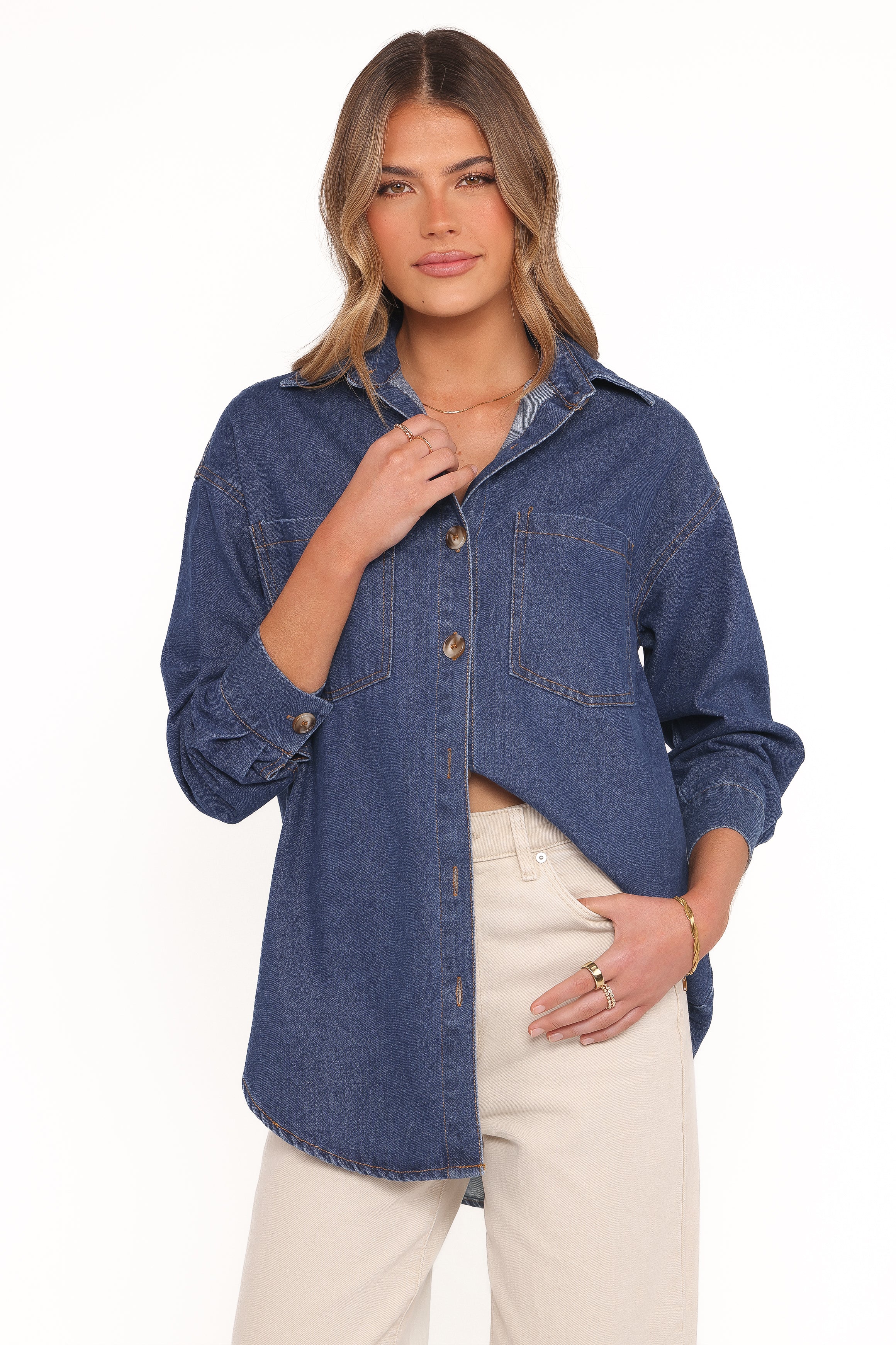 Petal and Pup USA TOPS Anicia Denim Shirt - Dark