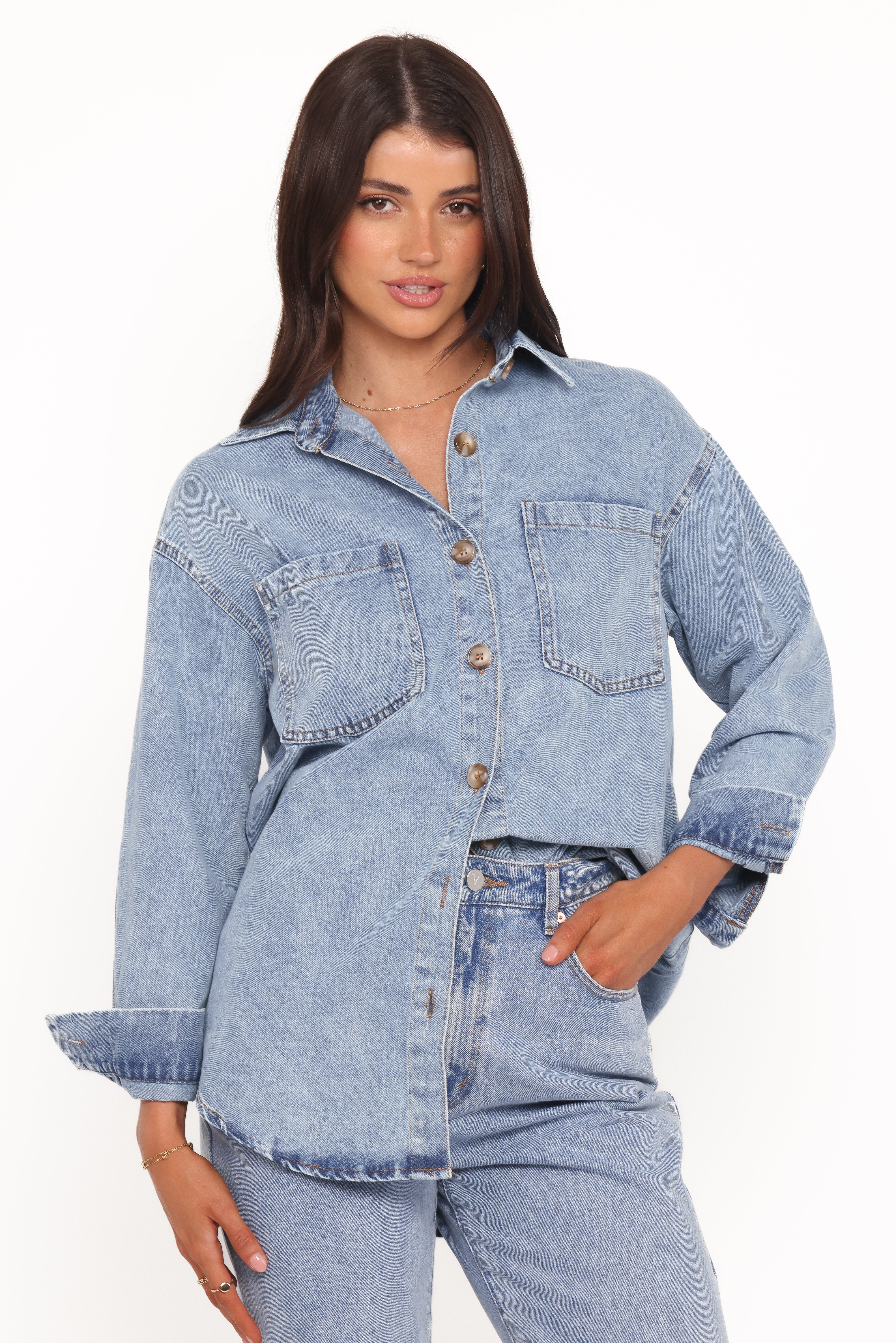 Petal and Pup USA TOPS Anicia Denim Shirt - Light