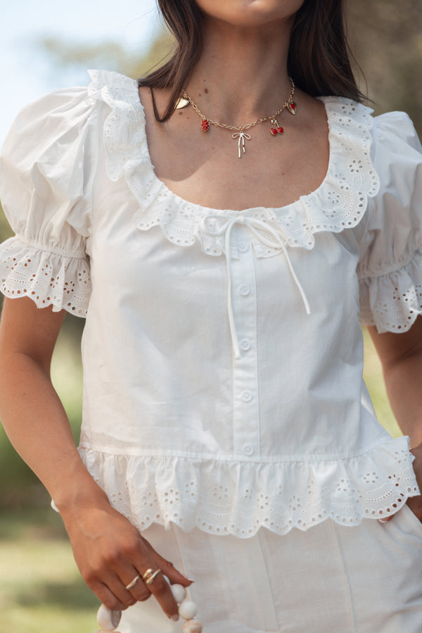 Petal and Pup USA TOPS Anouk Button Through Top - White