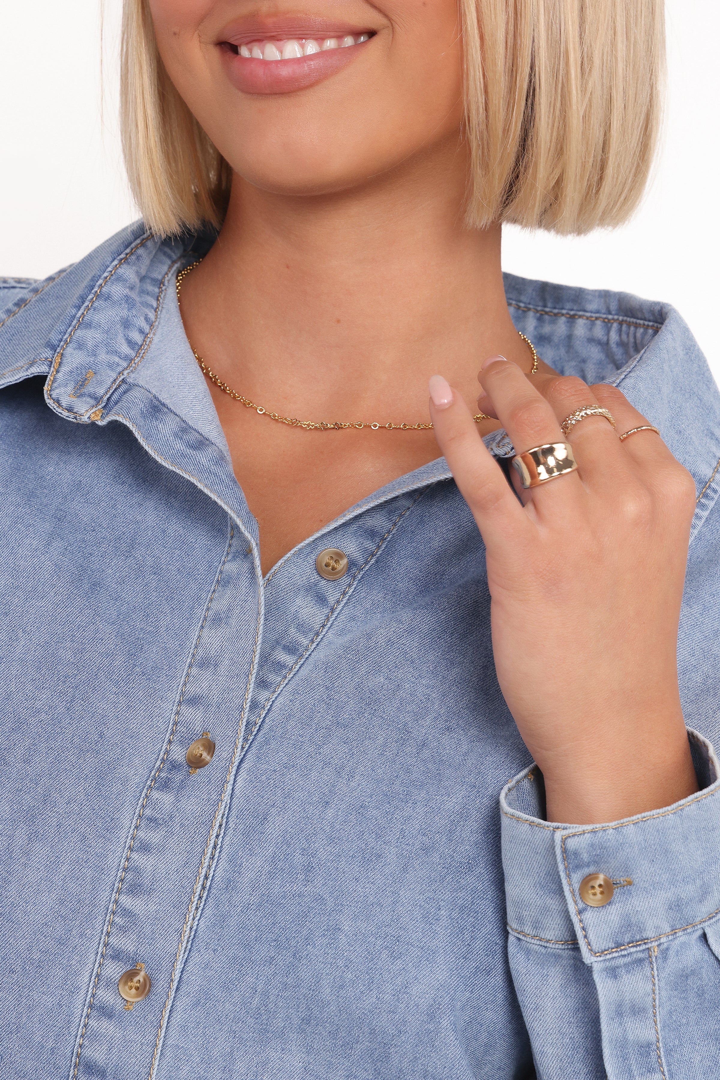 Petal and Pup USA TOPS Antonella Denim Shirt - Denim Blue