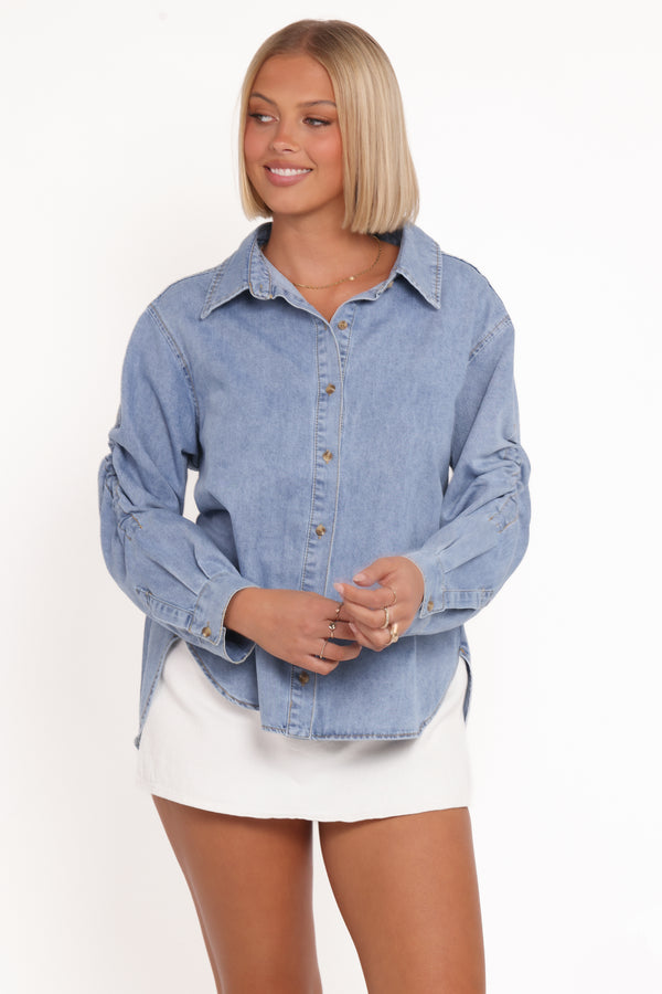 Petal and Pup USA TOPS Antonella Denim Shirt - Denim Blue