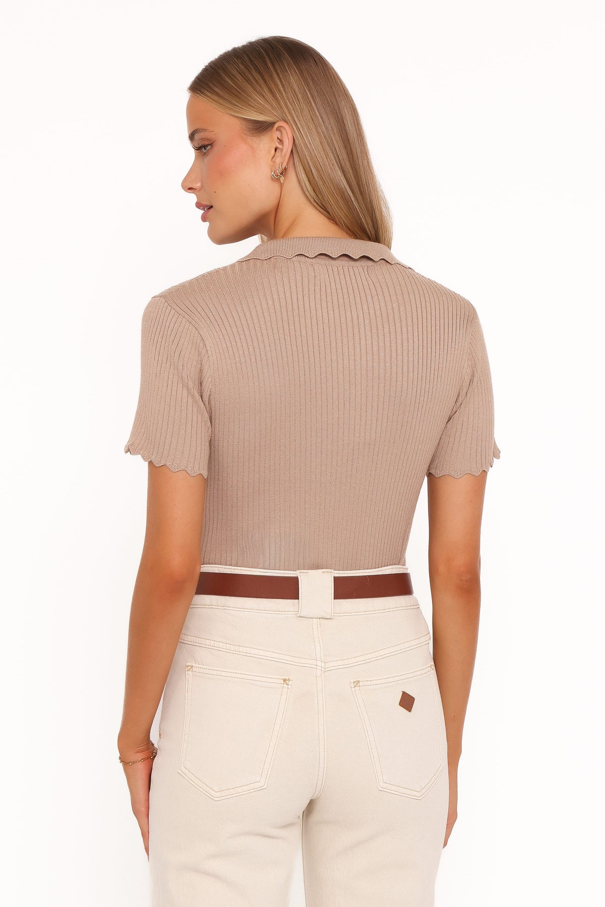 Petal and Pup USA TOPS Aradia Scallop Collar Polo - Grey Morn