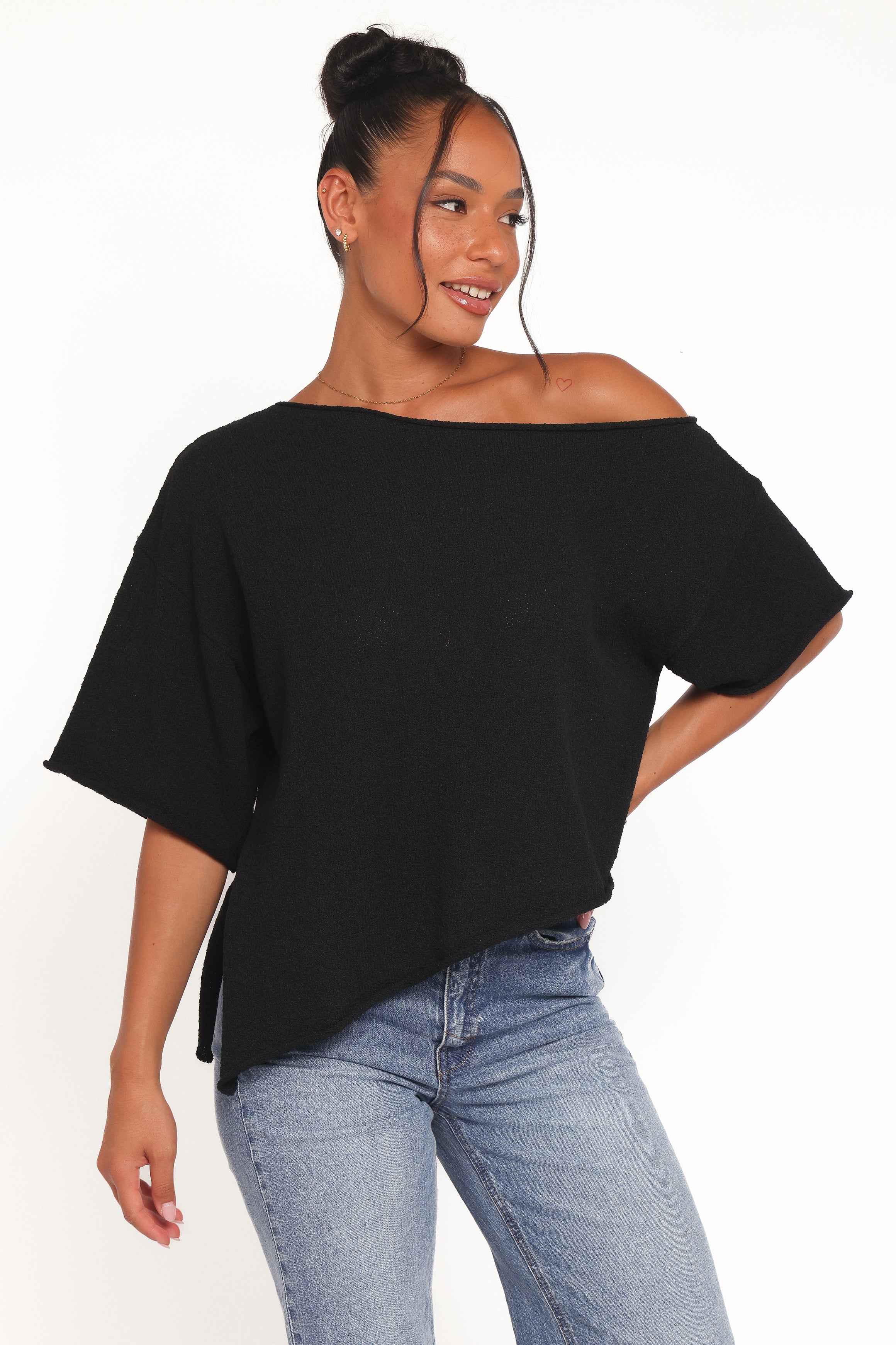 Petal and Pup USA TOPS Ardena Boucle Knit Top - Black