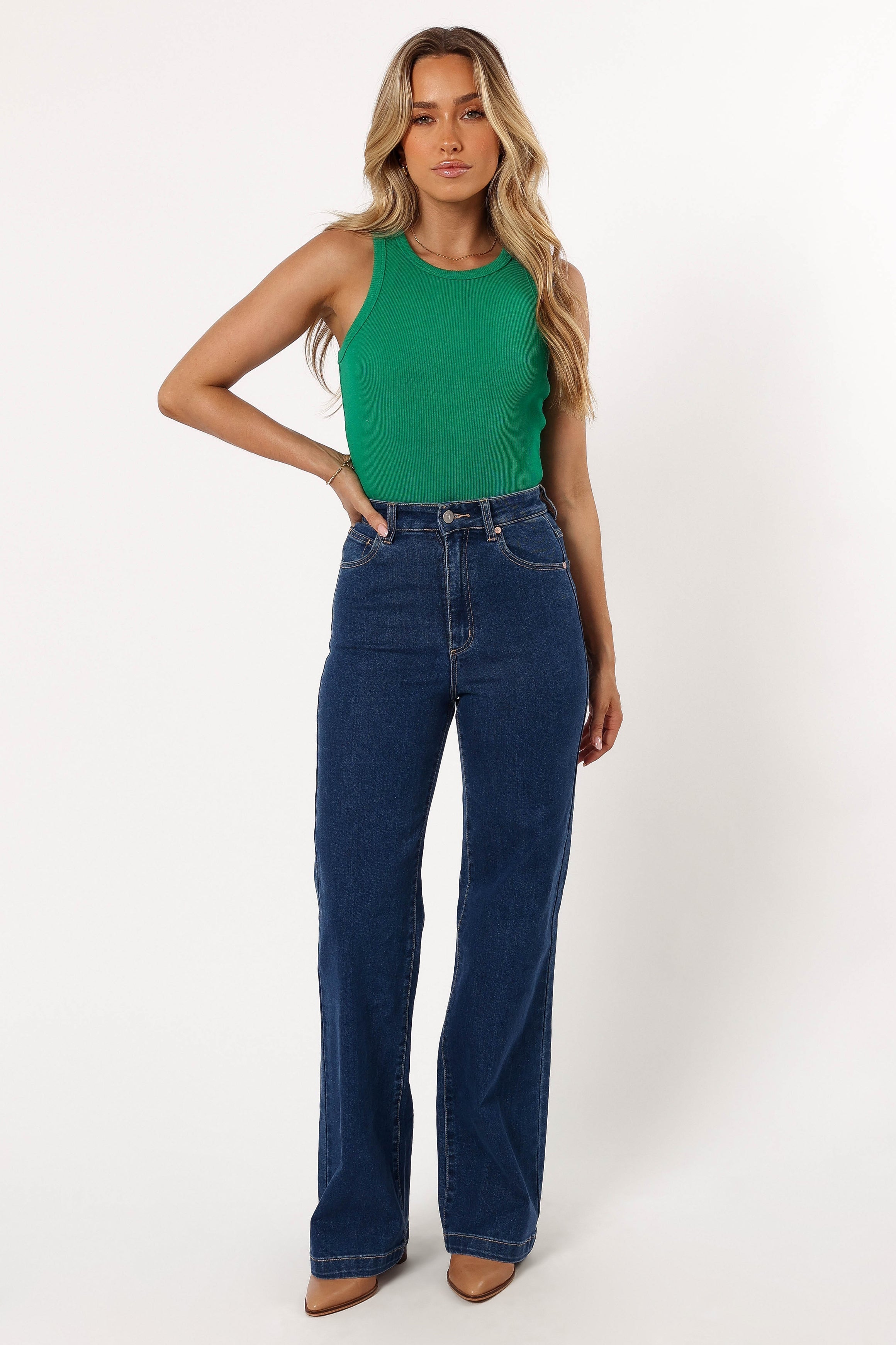 Petal and Pup USA TOPS Ari Ribbed Tank Top - Green