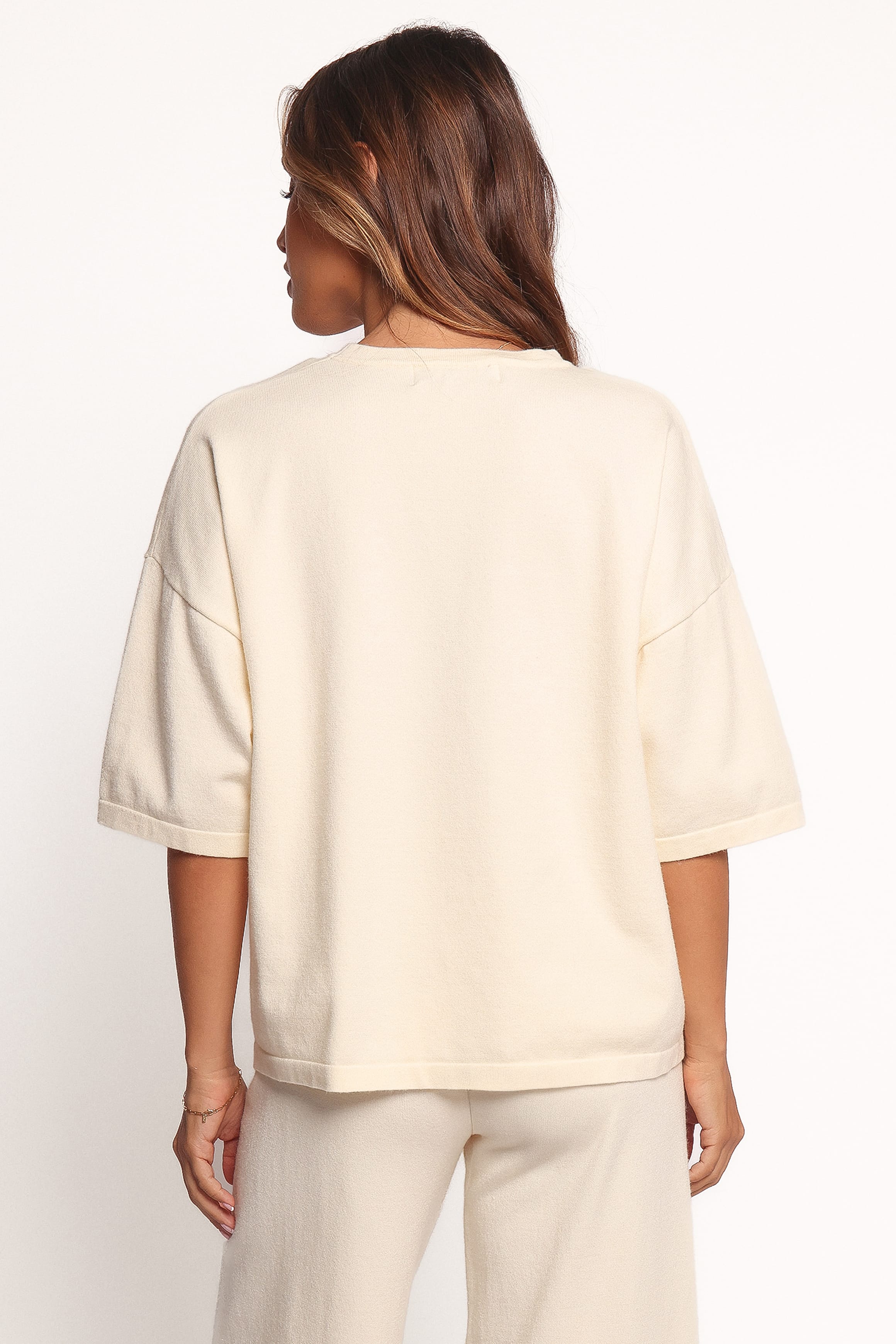 Petal and Pup USA TOPS Ash Knitted T-Shirt - White (Hold for Rack)