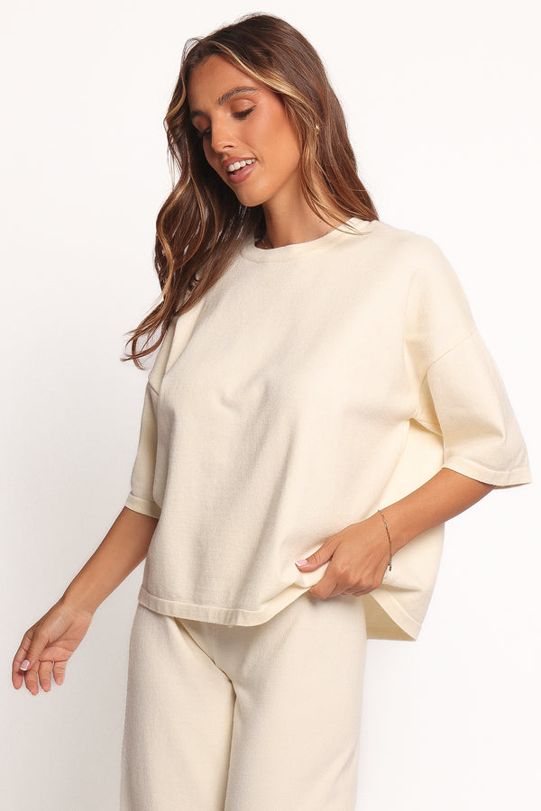 Petal and Pup USA TOPS Ash Knitted T-Shirt - White (Hold for Rack)