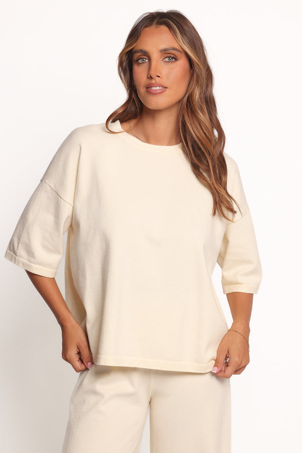Petal and Pup USA TOPS Ash Knitted T-Shirt - White (Hold for Rack)