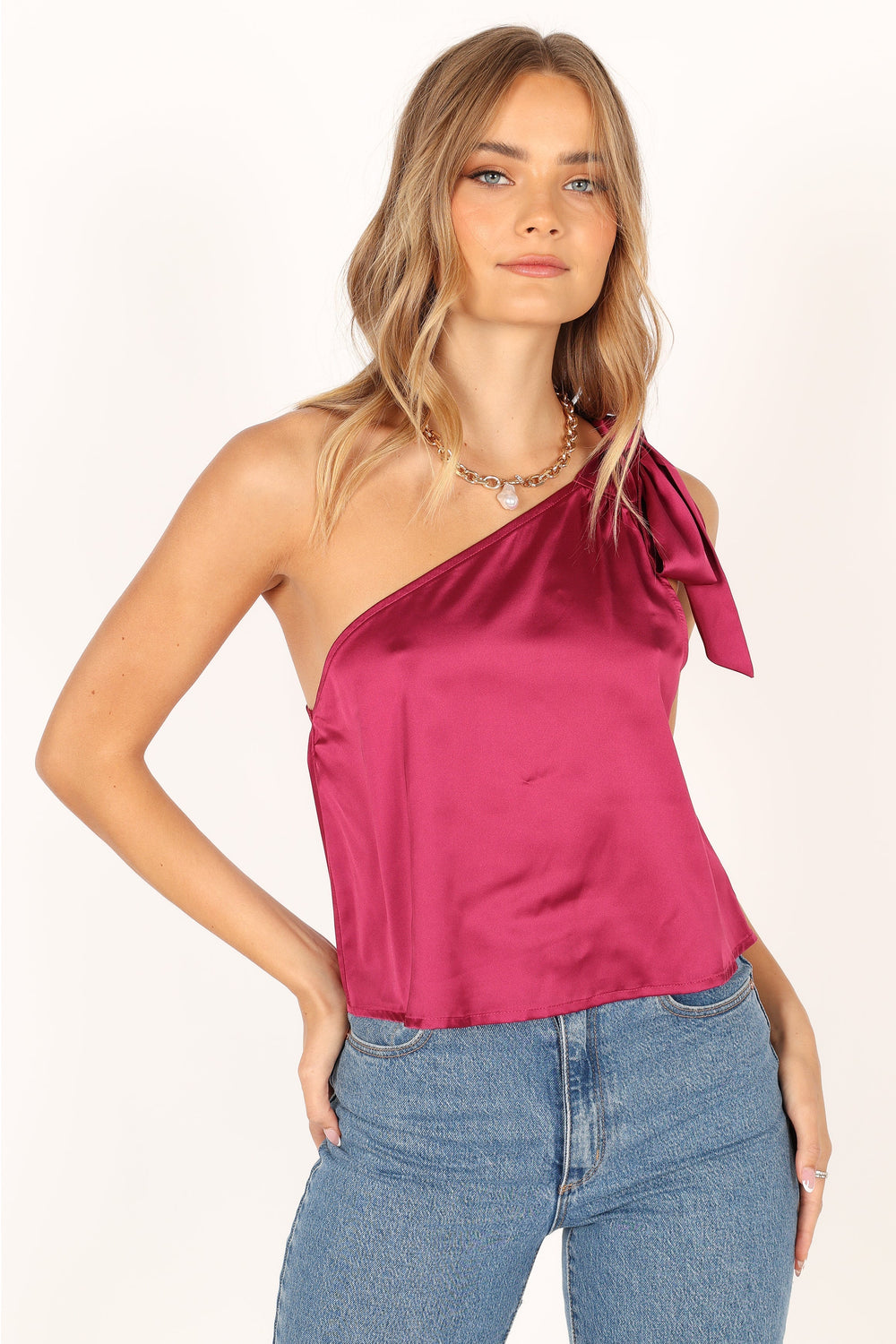 Petal and Pup USA TOPS Audrey One Shoulder Top - Berry