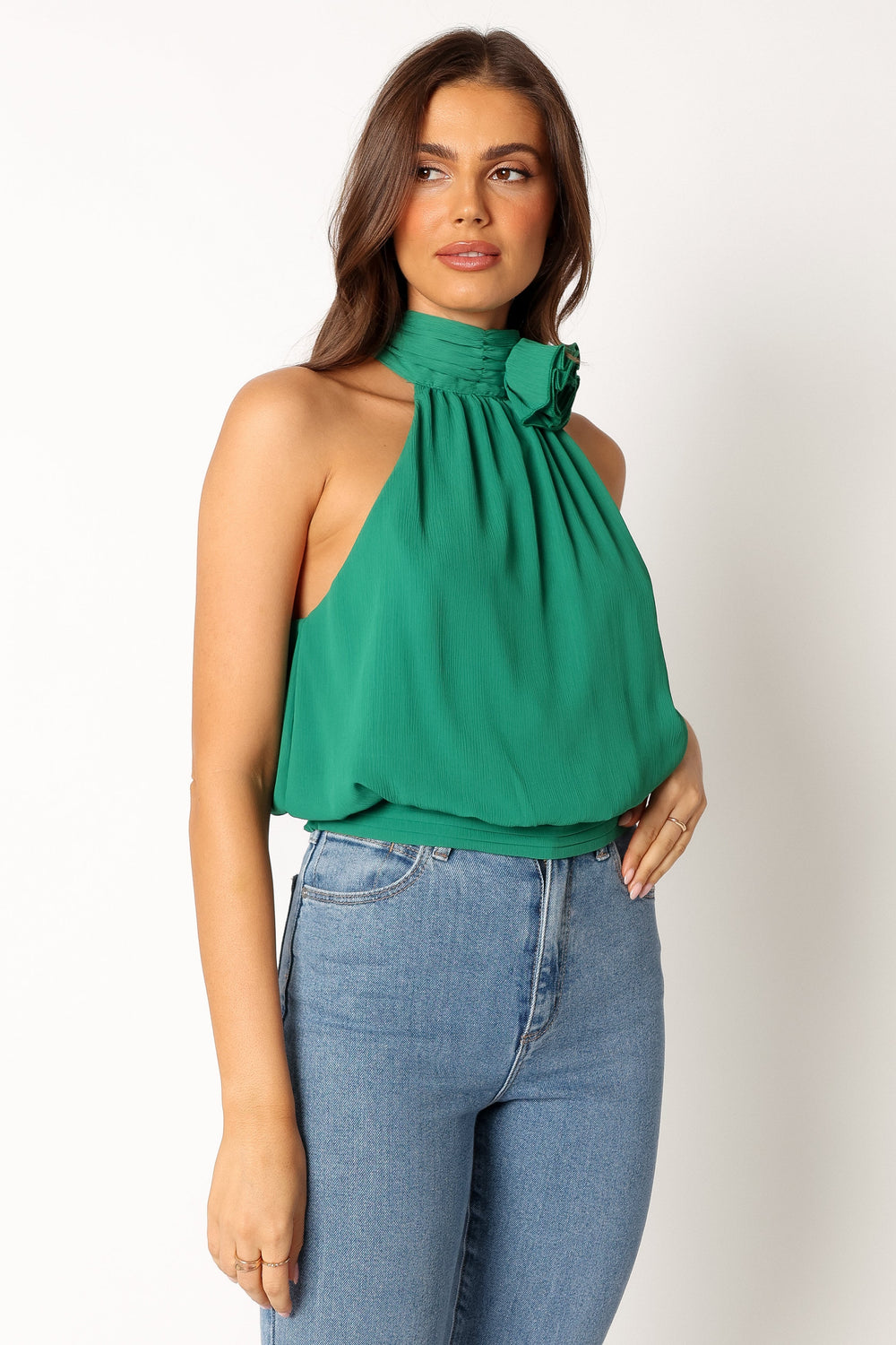 Petal and Pup USA TOPS Avery Rosette Detail Top - Green