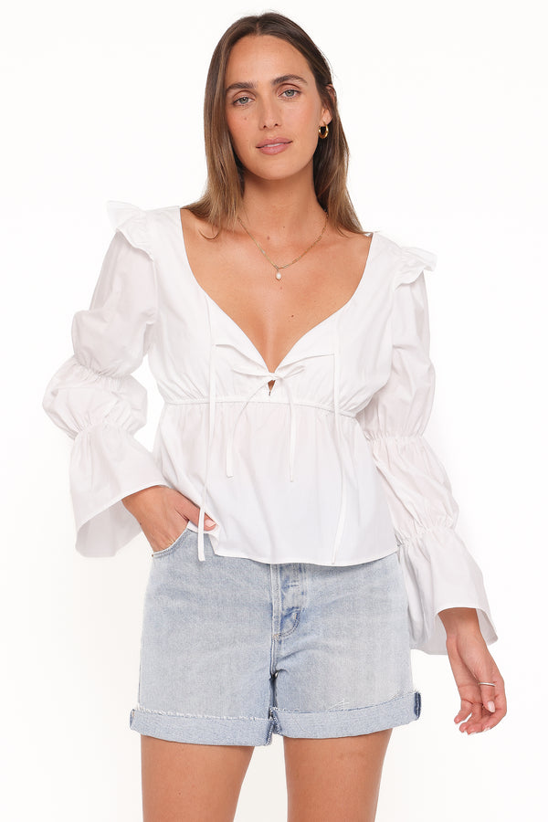 Petal and Pup USA TOPS Bairbre Peasant Top - White