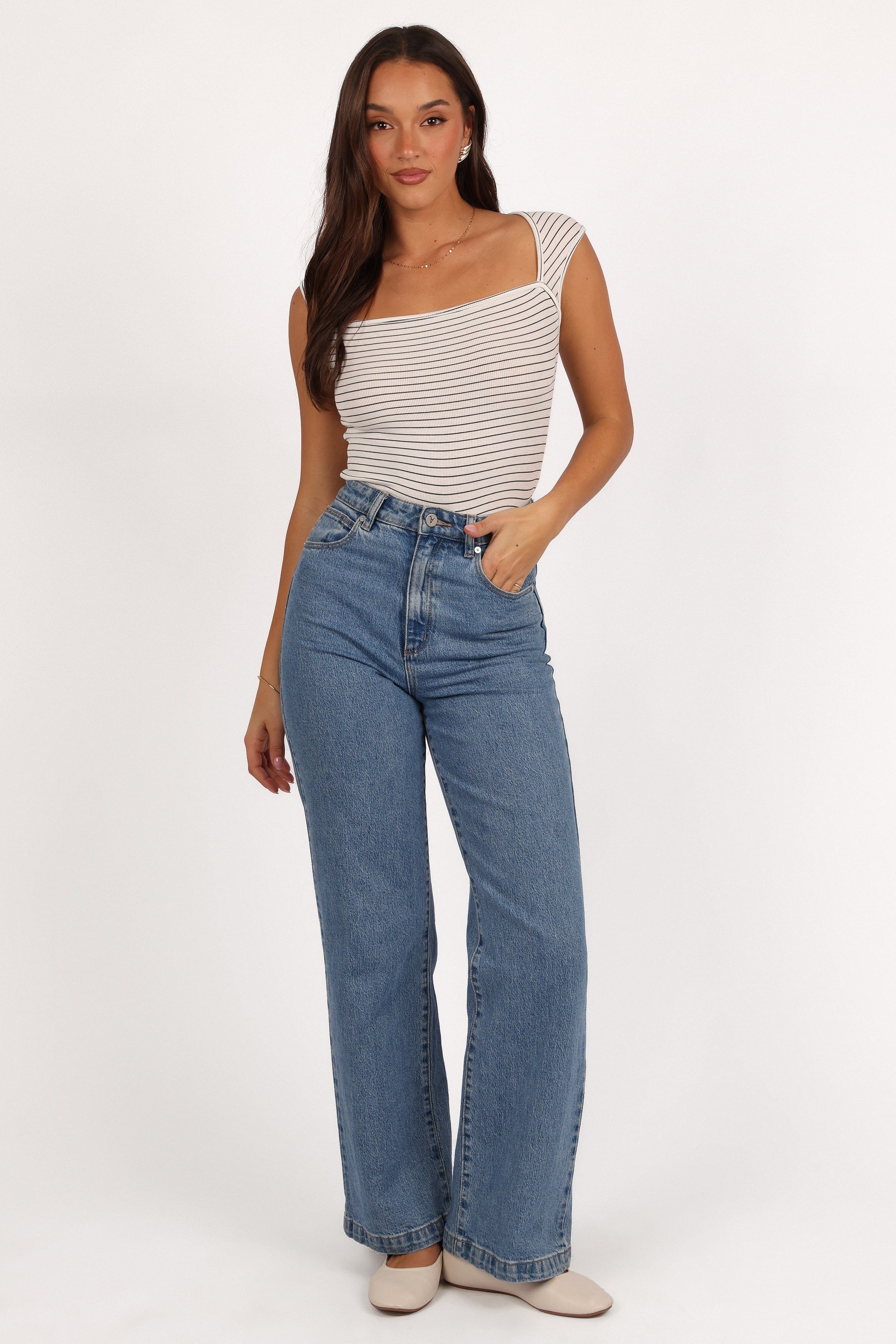 Petal and Pup USA TOPS Bardot Top - Stripe (Hold for Rack)