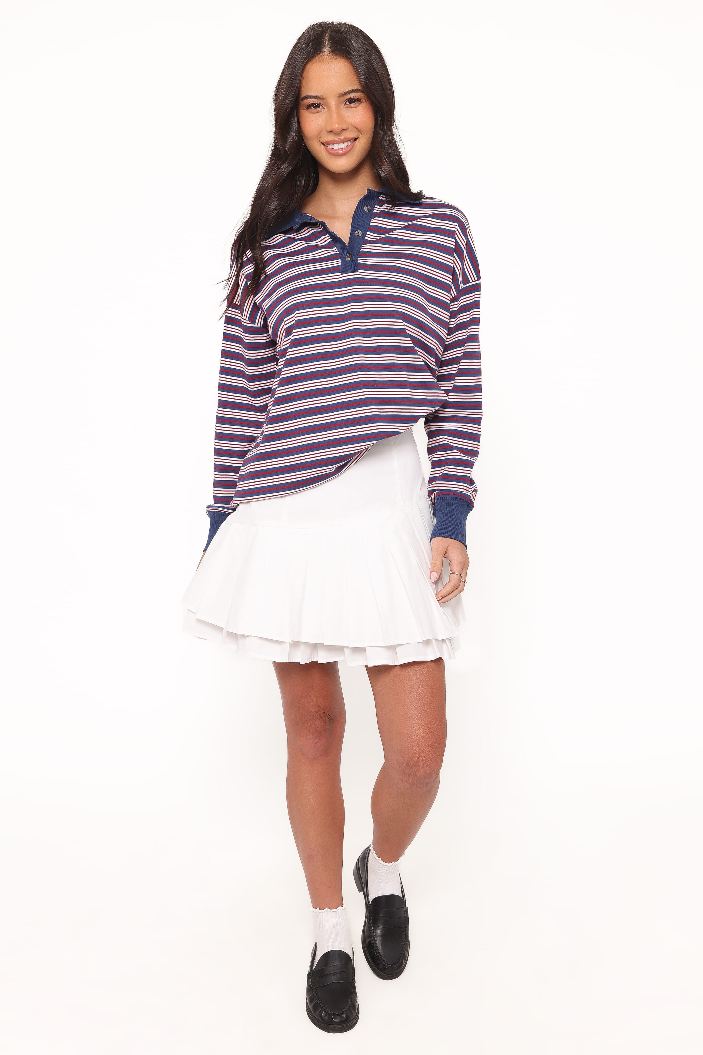 Petal and Pup USA TOPS Beau Long Sleeve Jersey Top - Navy Stripe
