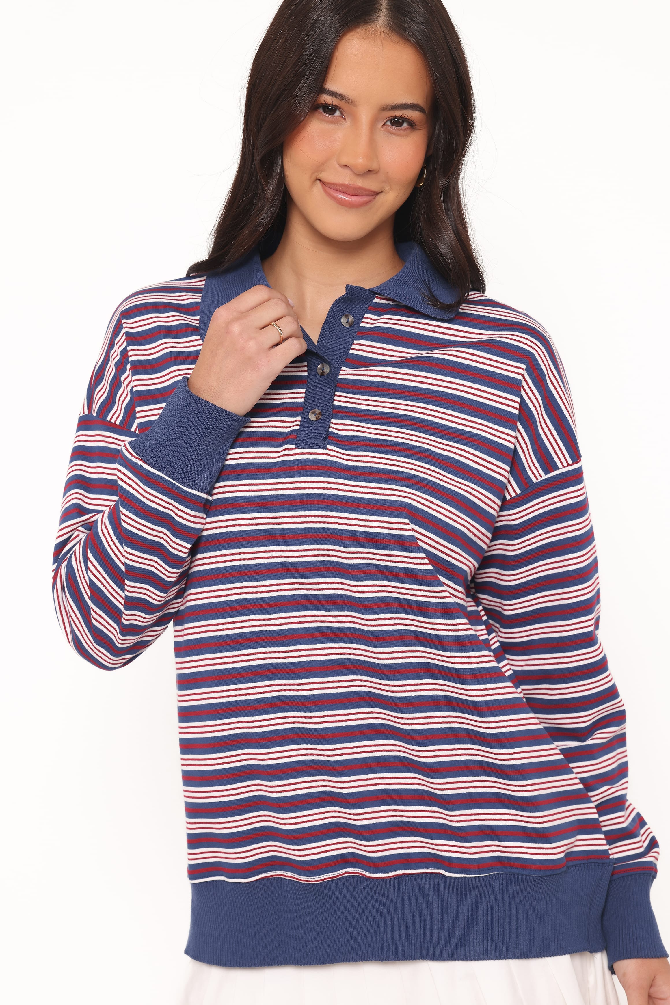 Petal and Pup USA TOPS Beau Long Sleeve Jersey Top - Navy Stripe