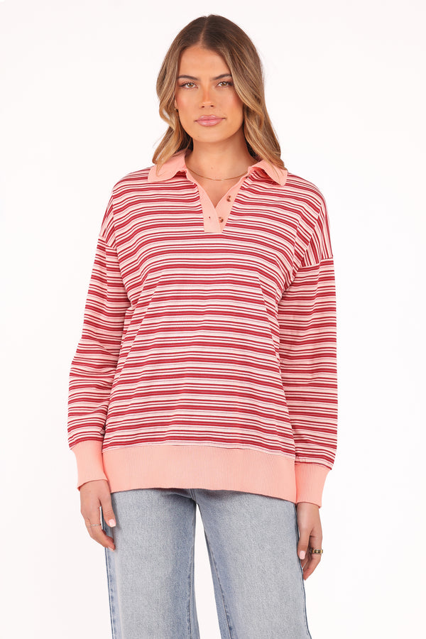 Petal and Pup USA TOPS Beau Long Sleeve Jersey Top - Pink Stripe