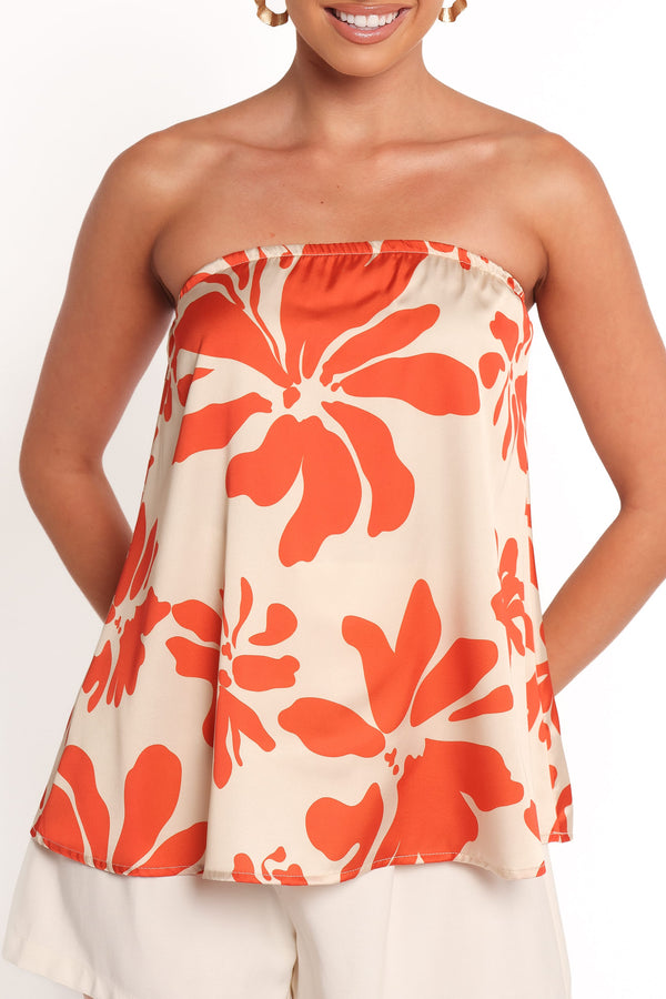 Petal and Pup USA TOPS Beca Strapless Top - Red Floral (Hold for Rack)