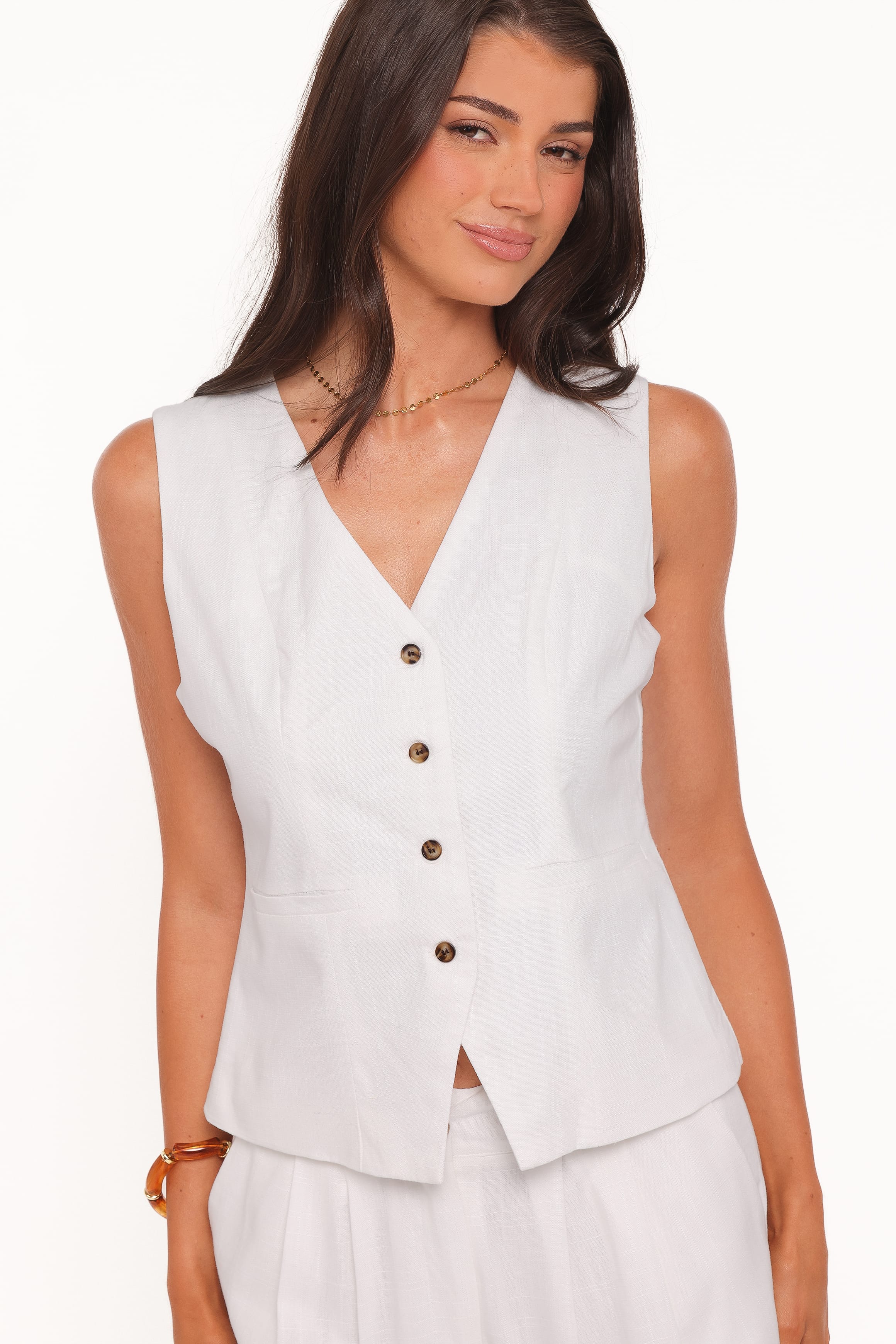 Petal and Pup USA TOPS Bell Linen Vest - Cream