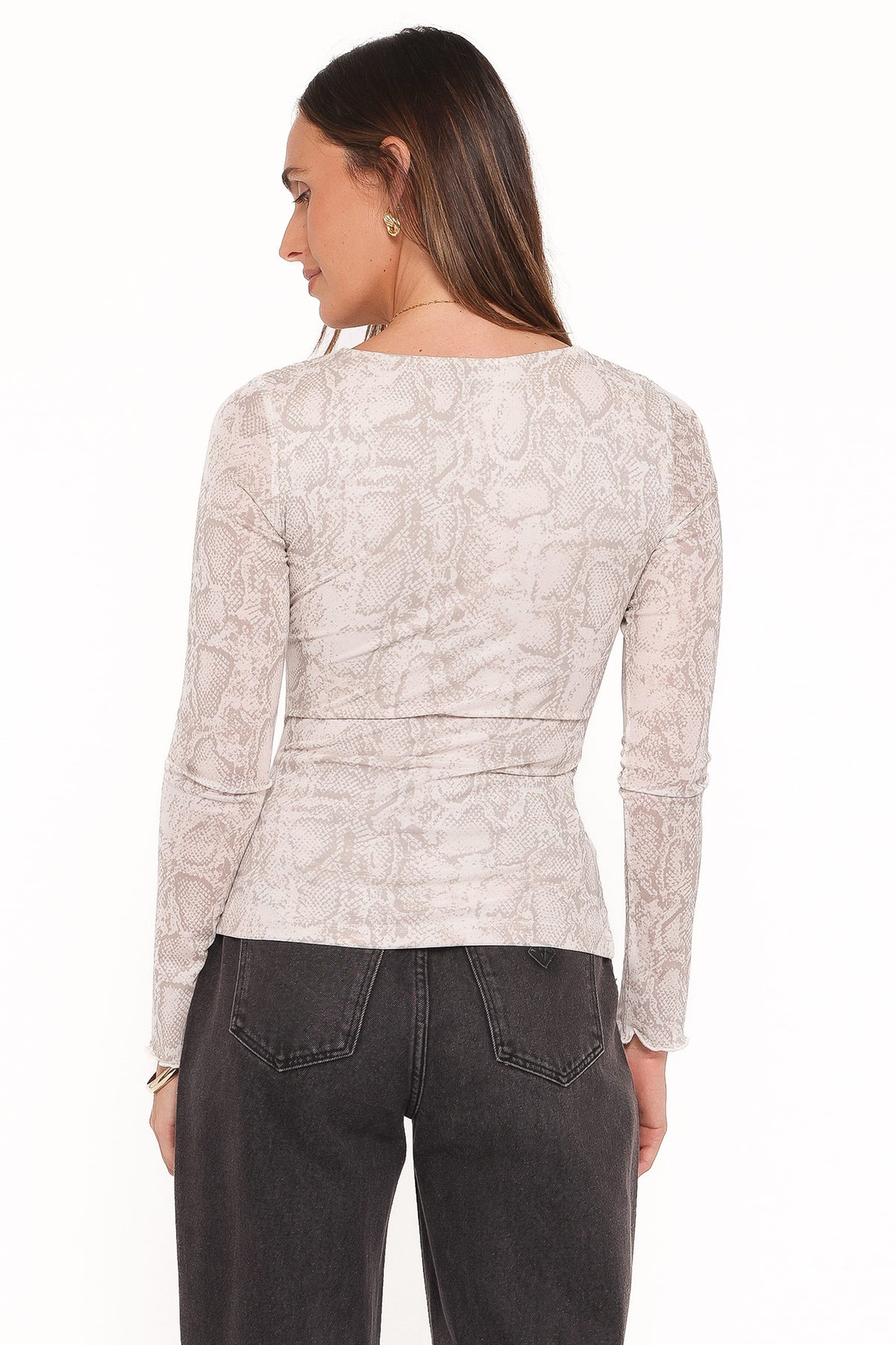 Petal and Pup USA TOPS Bellie Twisted Mesh Top - Snake Print