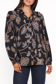 Petal and Pup USA TOPS Bennett Shirt - Black Floral