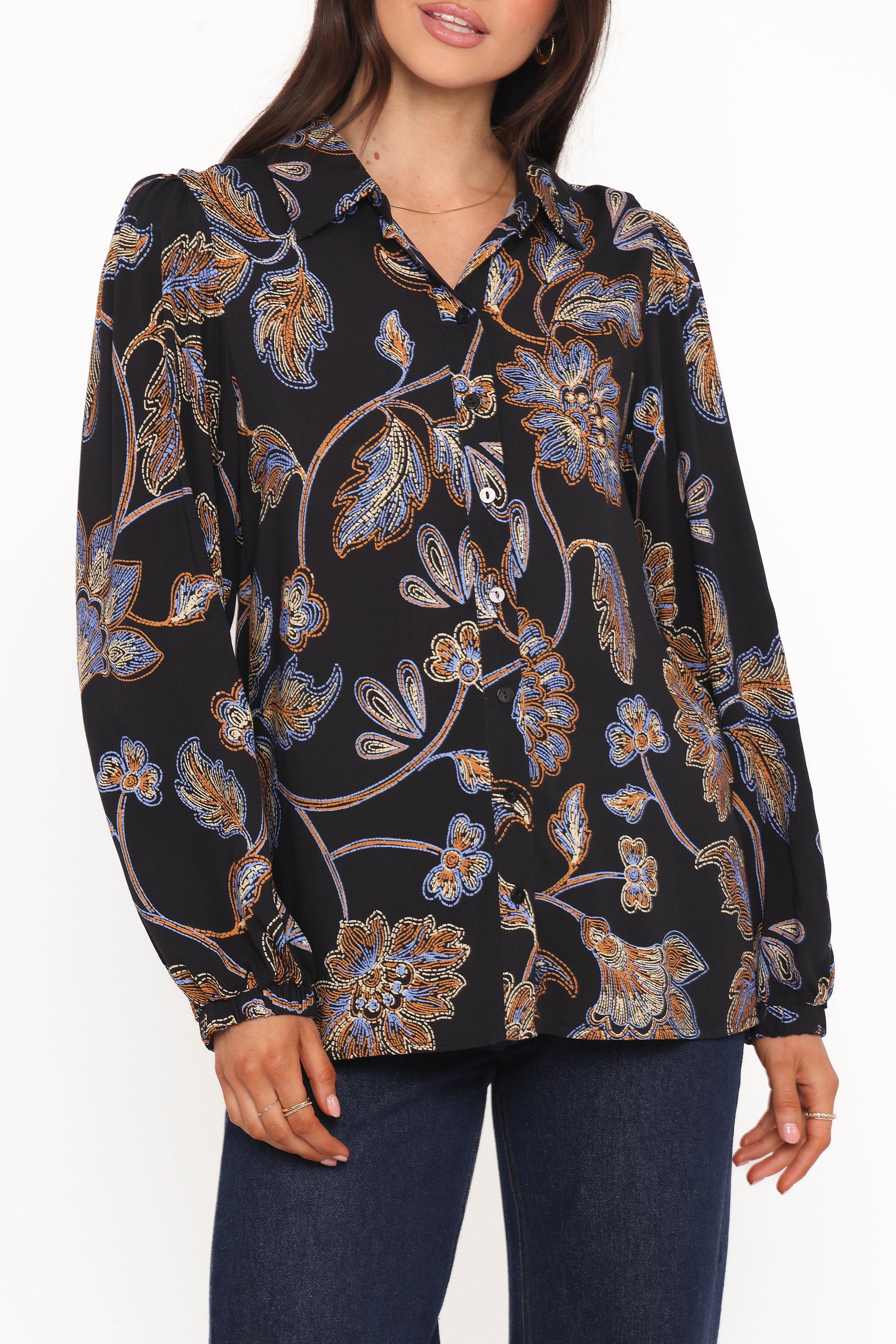 Petal and Pup USA TOPS Bennett Shirt - Black Floral