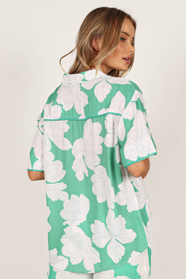 Petal and Pup USA TOPS Bentley Shirt - Green Floral