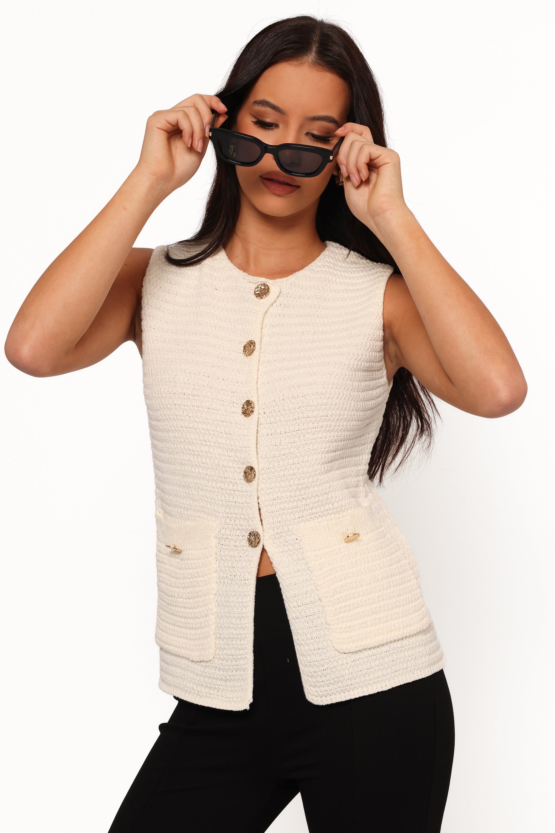 Petal and Pup USA TOPS Blair Knit Vest - White