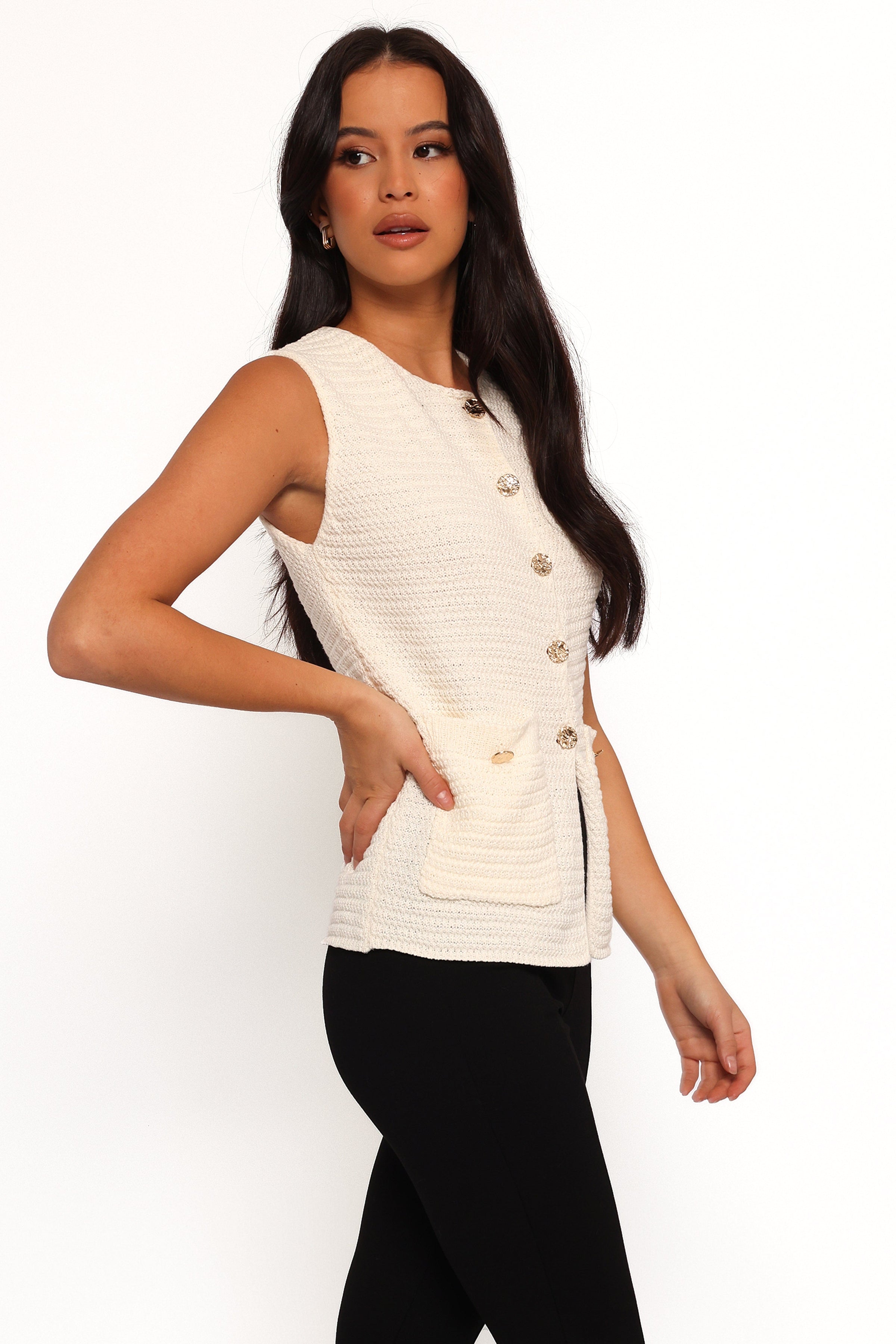 Petal and Pup USA TOPS Blair Knit Vest - White