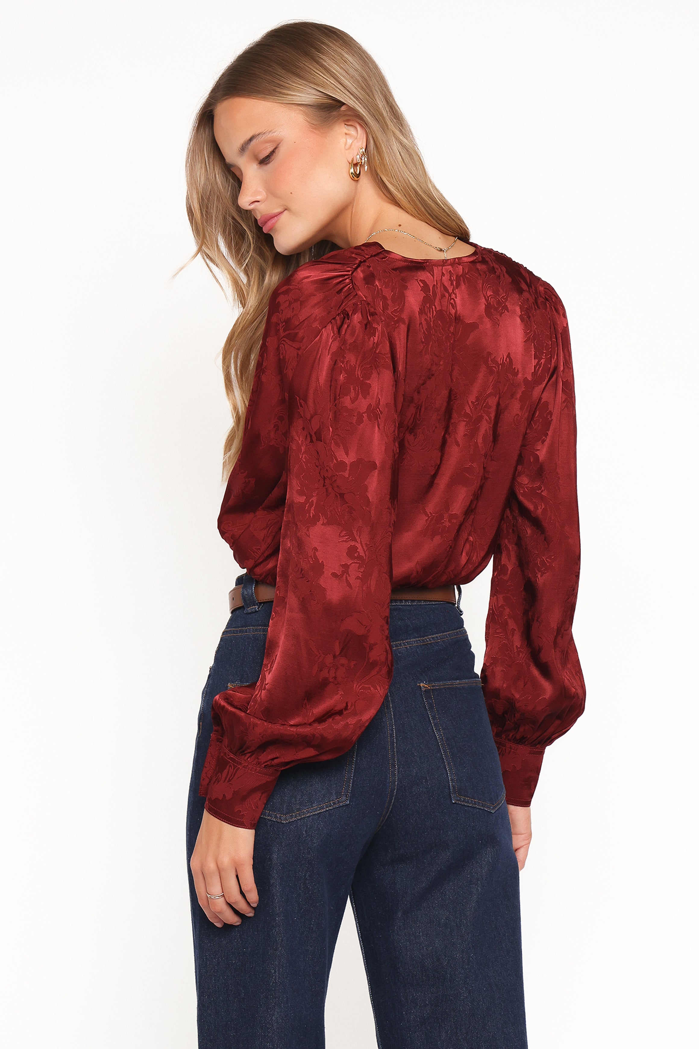 Petal and Pup USA TOPS Bowman Cropped Blouse - Wine
