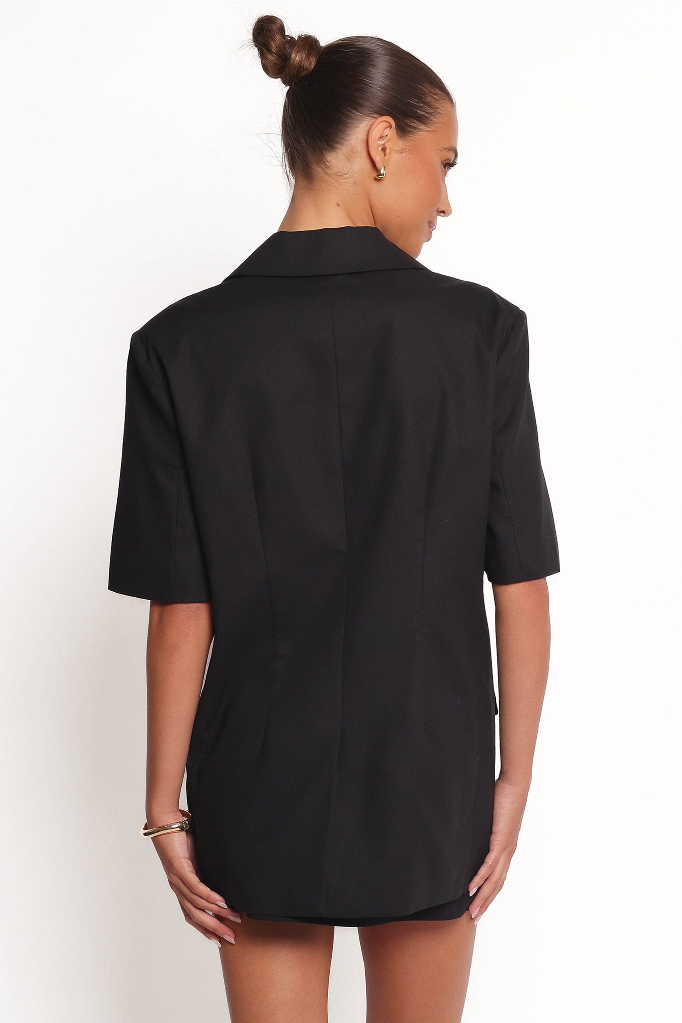 Brielle Short Sleeve Blazer Top - Black, S, Petal & Pup Brielle Short Sleeve Blazer Top - Black, S, Petal & Pup