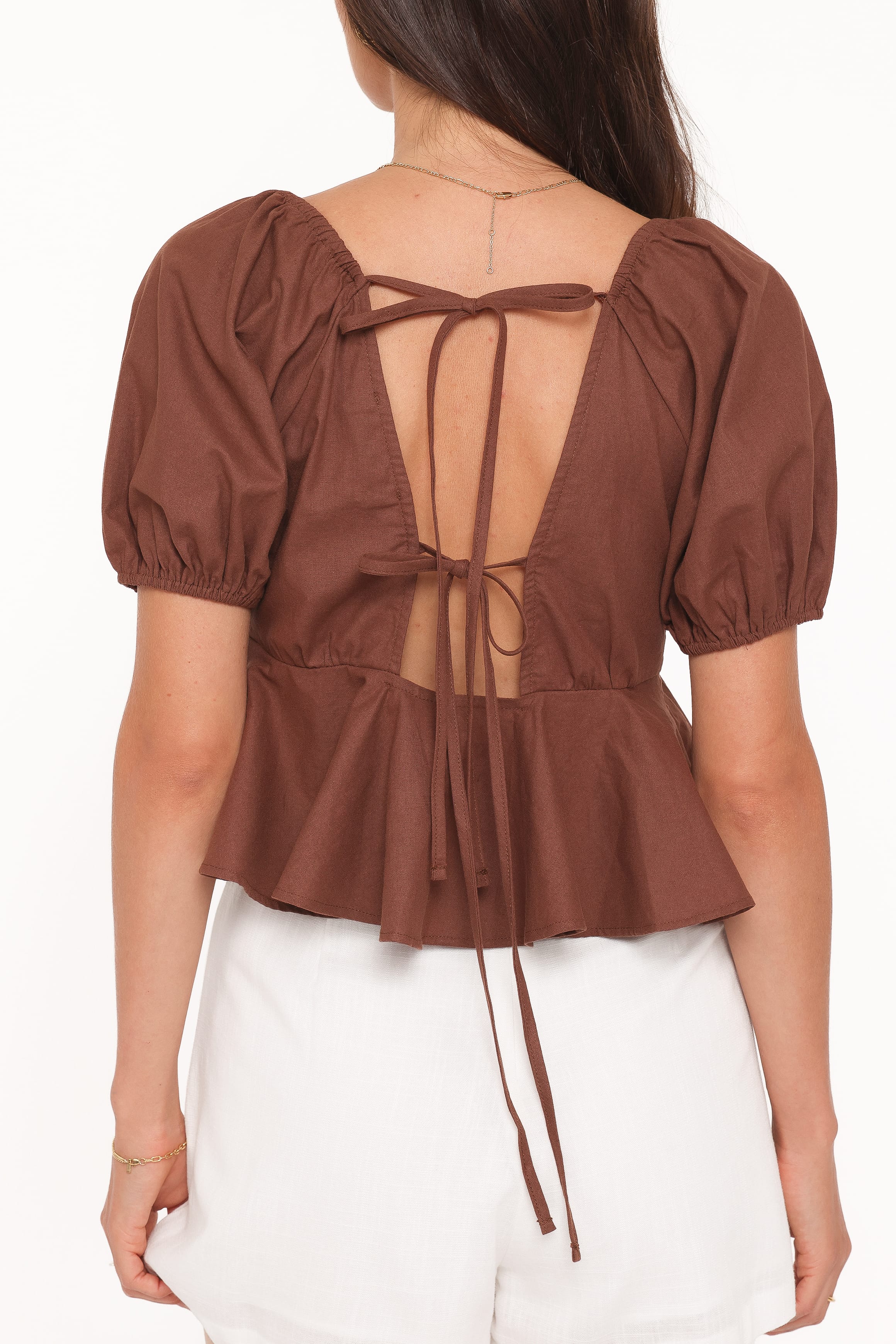 Petal and Pup USA TOPS Brienne Tie Front Top - Chocolate