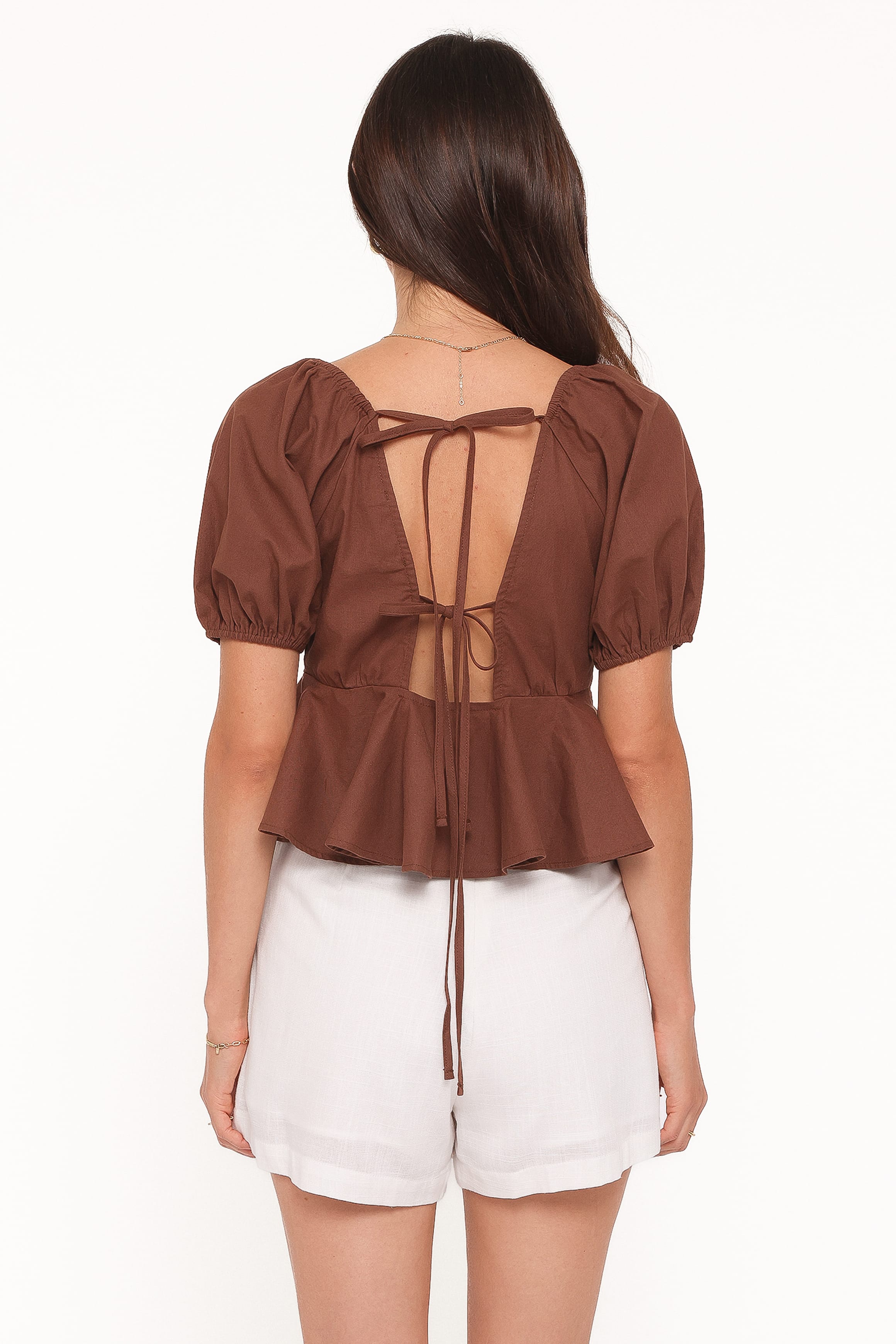 Petal and Pup USA TOPS Brienne Tie Front Top - Chocolate
