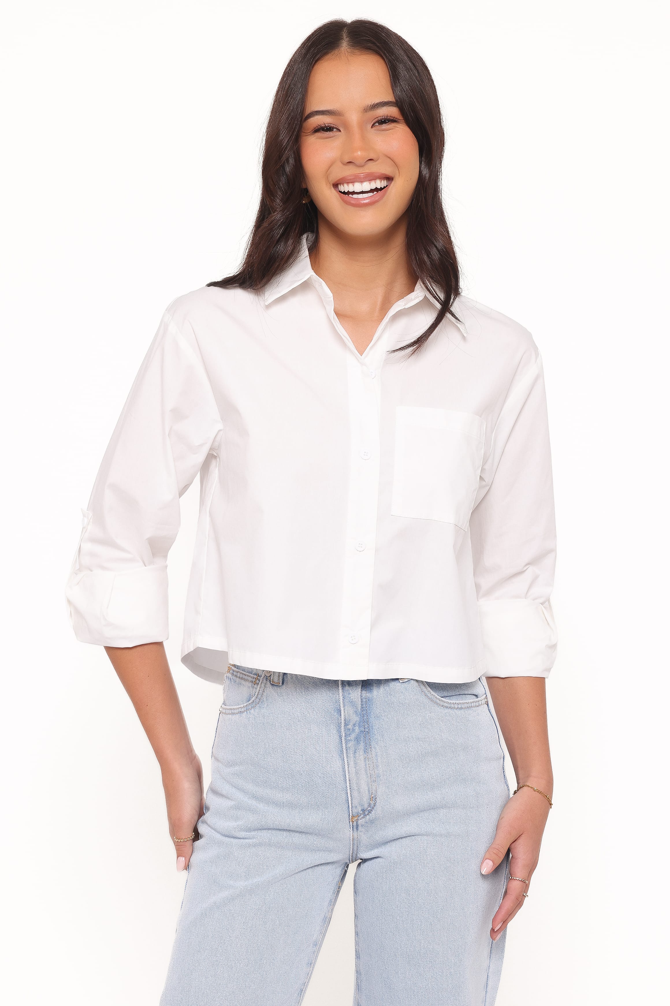 Petal and Pup USA TOPS Bronagh Cropped Button Up Shirt