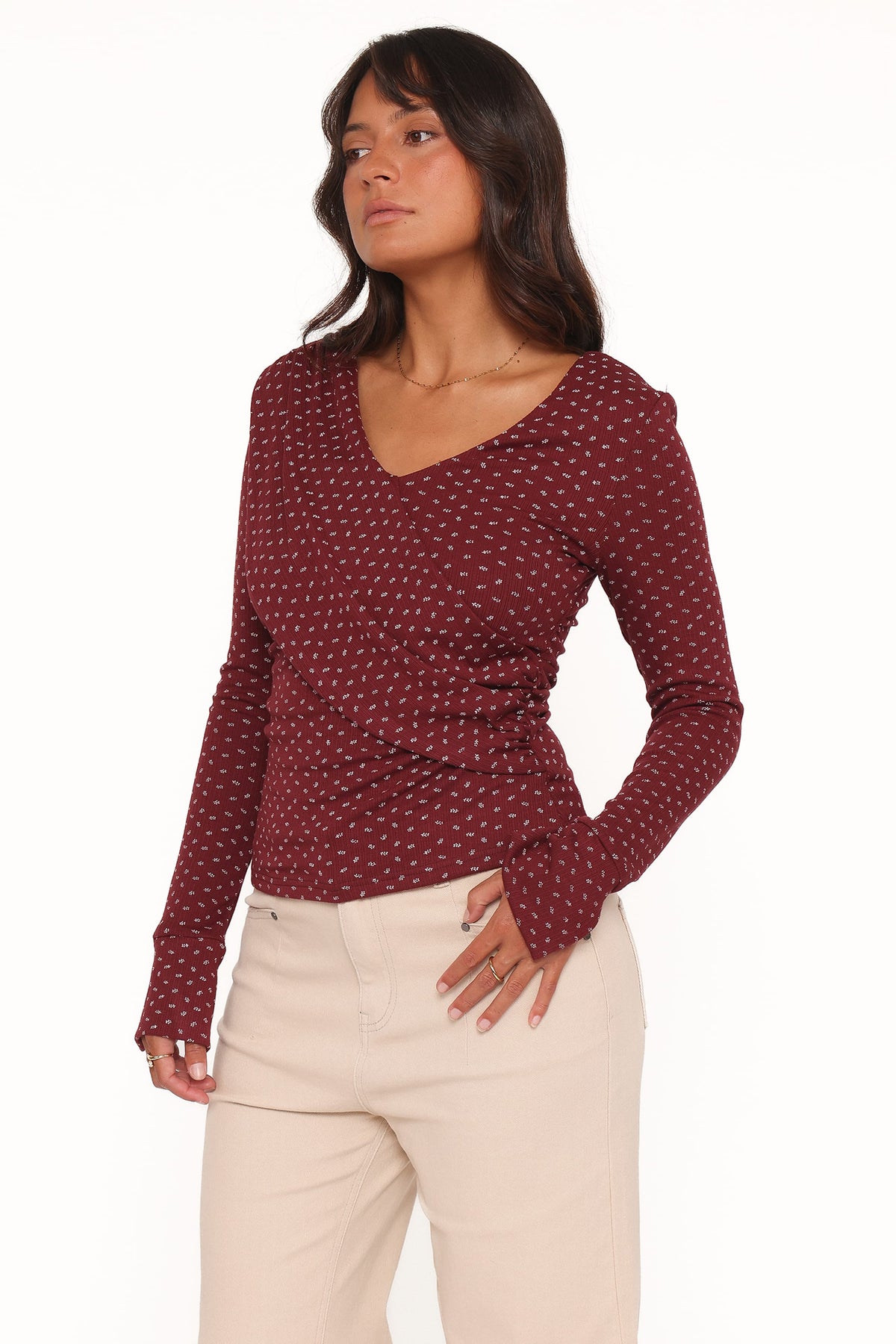 Petal and Pup USA TOPS Brooklyn Crossover Top - Burgundy Floral