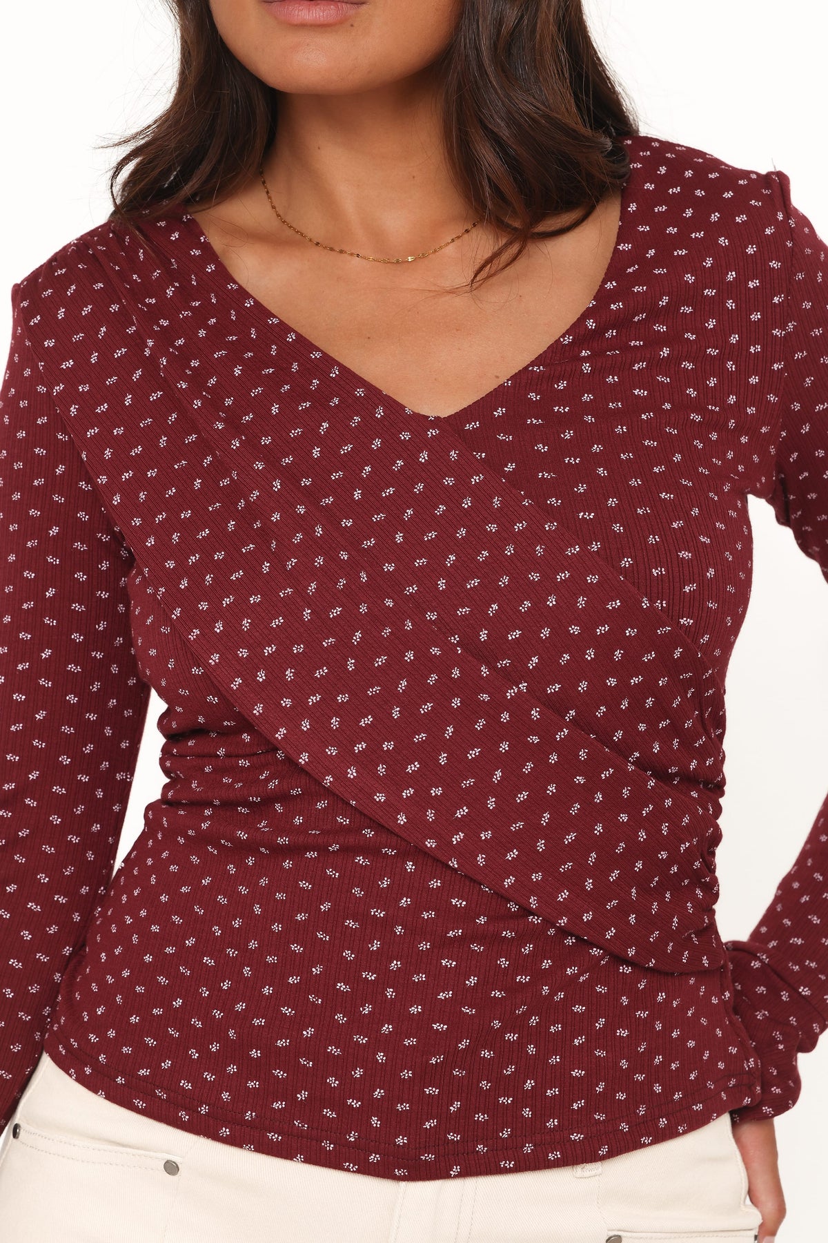 Petal and Pup USA TOPS Brooklyn Crossover Top - Burgundy Floral