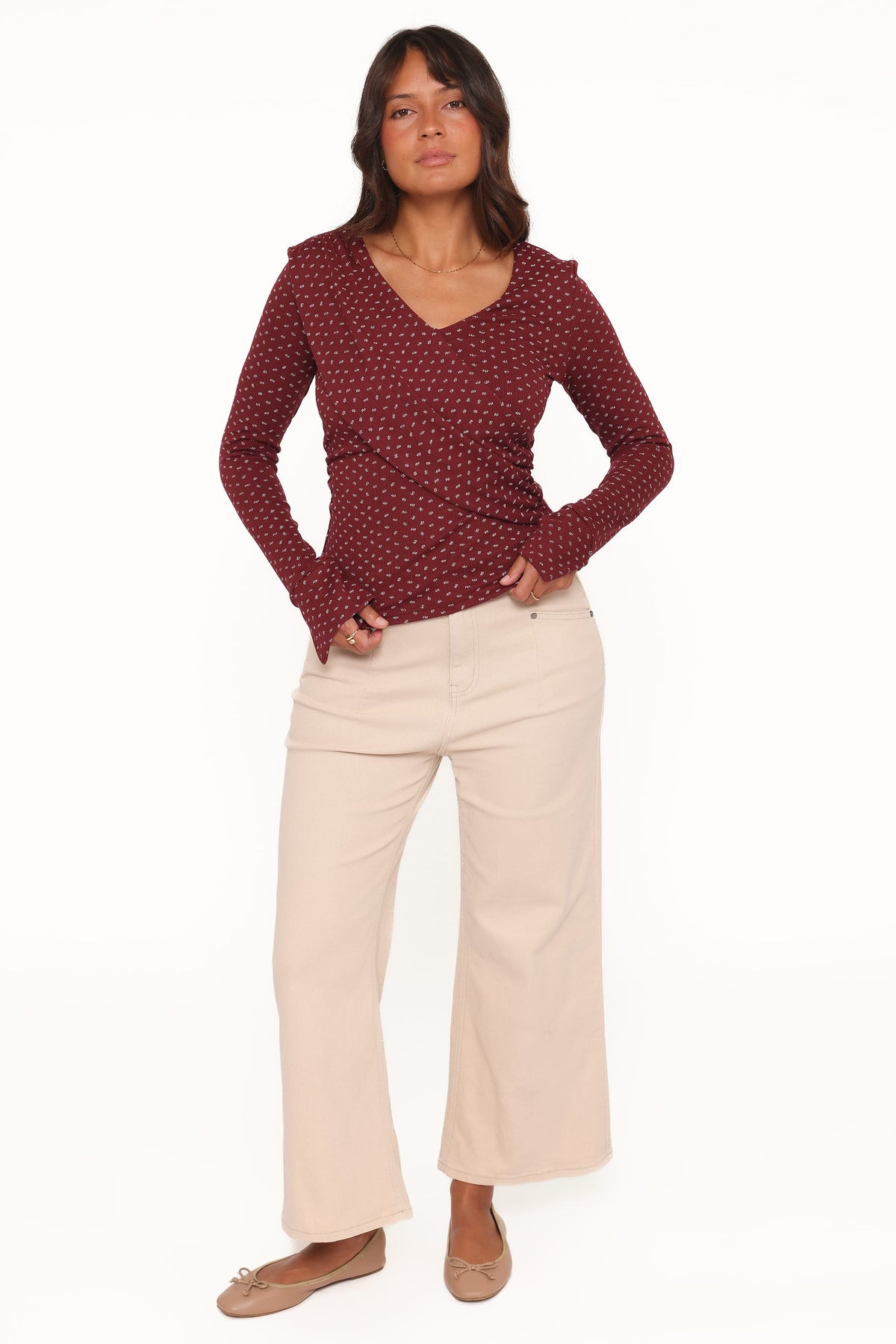 Petal and Pup USA TOPS Brooklyn Crossover Top - Burgundy Floral