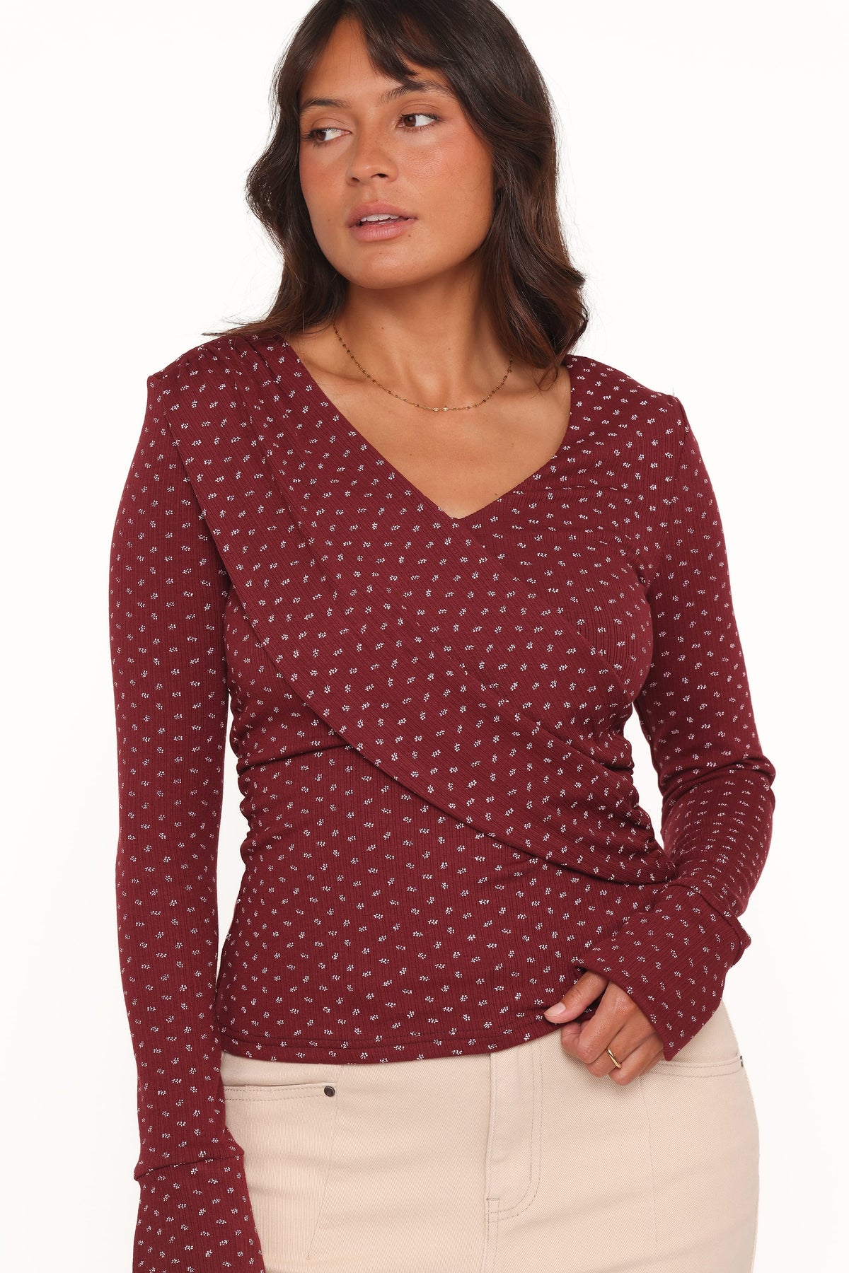 Petal and Pup USA TOPS Brooklyn Crossover Top - Burgundy Floral
