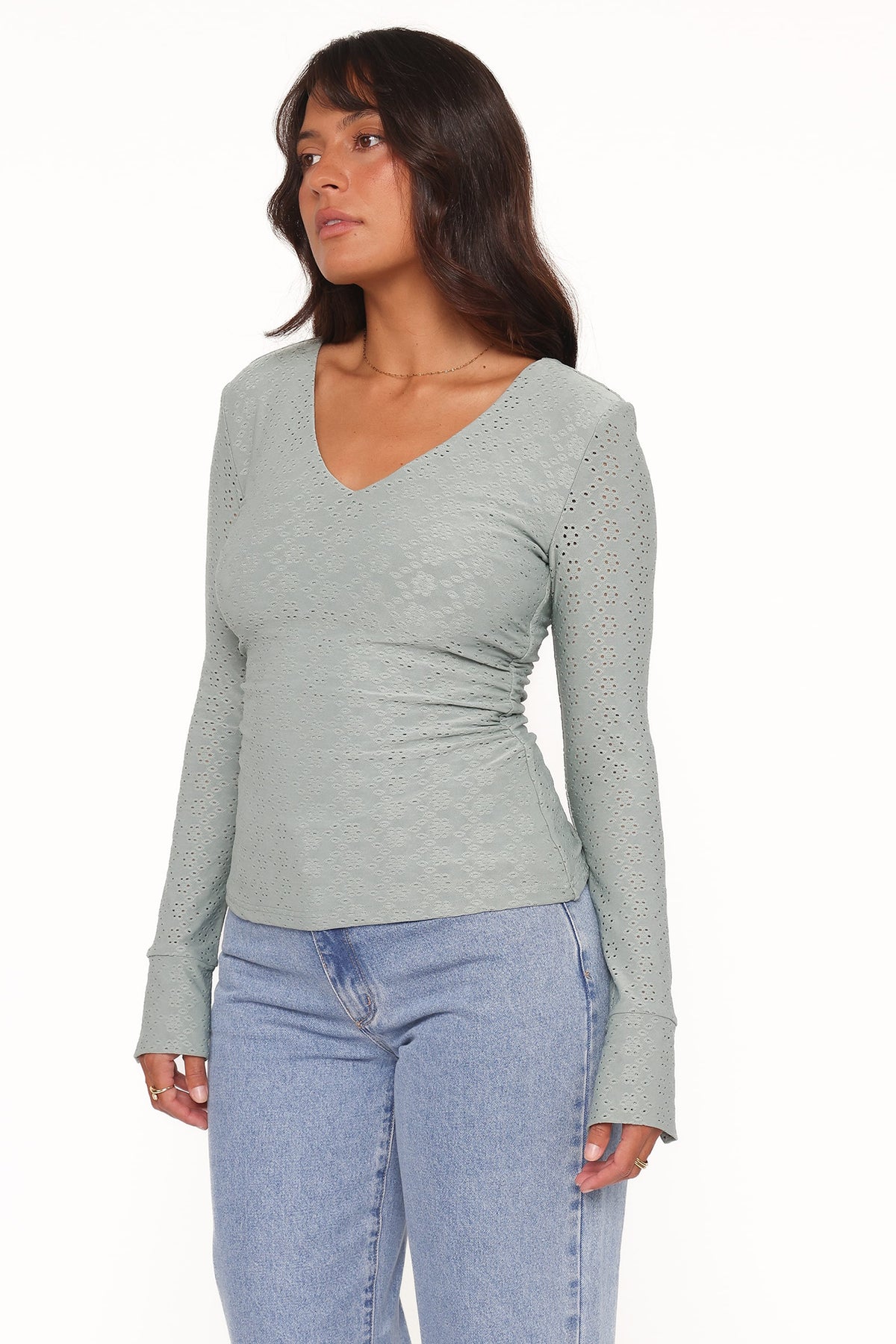 Petal and Pup USA TOPS Brooklyn Eyelet Top - Dusty Sage