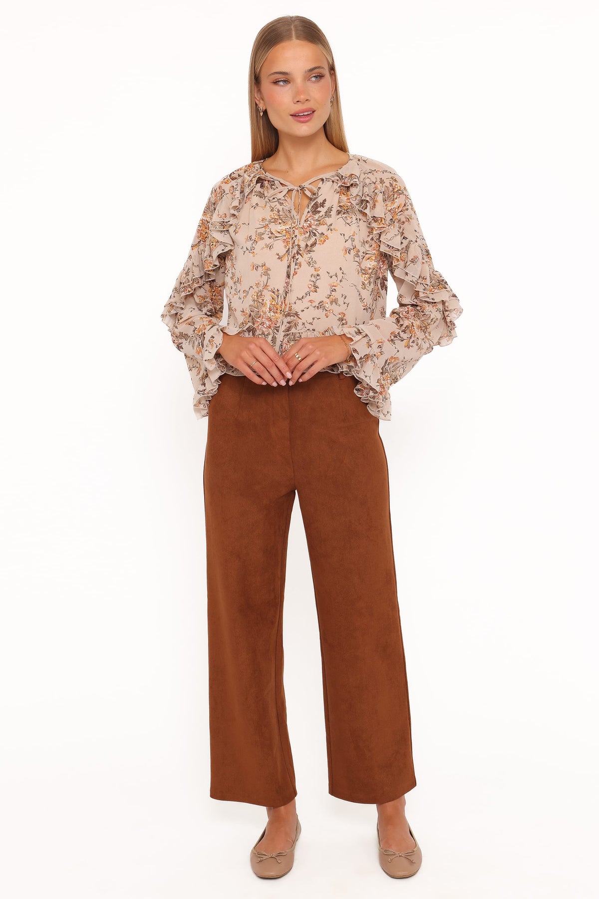 Petal and Pup USA TOPS Caecilia Frill Top - Beige Floral