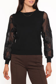 Petal and Pup USA TOPS Cailin Sheer Sleeve Top - Black