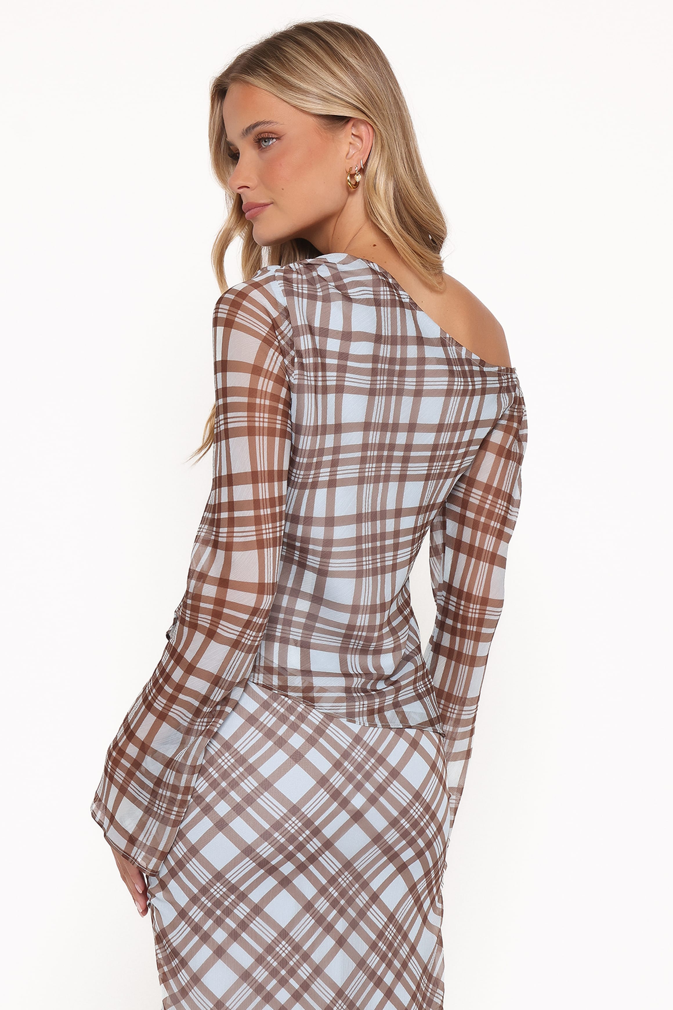 Petal and Pup USA TOPS Caitriona Cowl Neck Top - Blue Plaid