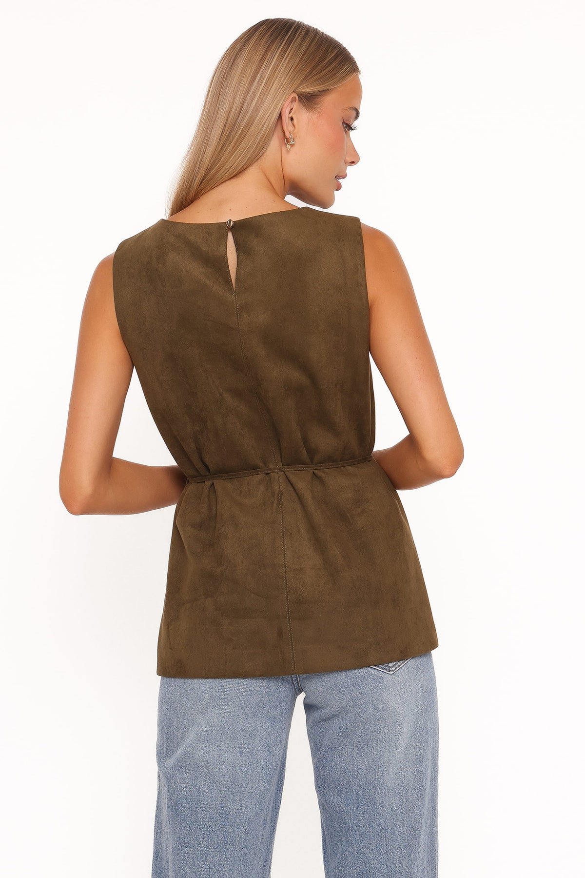 Petal and Pup USA TOPS Caleb Faux Suede Tunic Top - Khaki