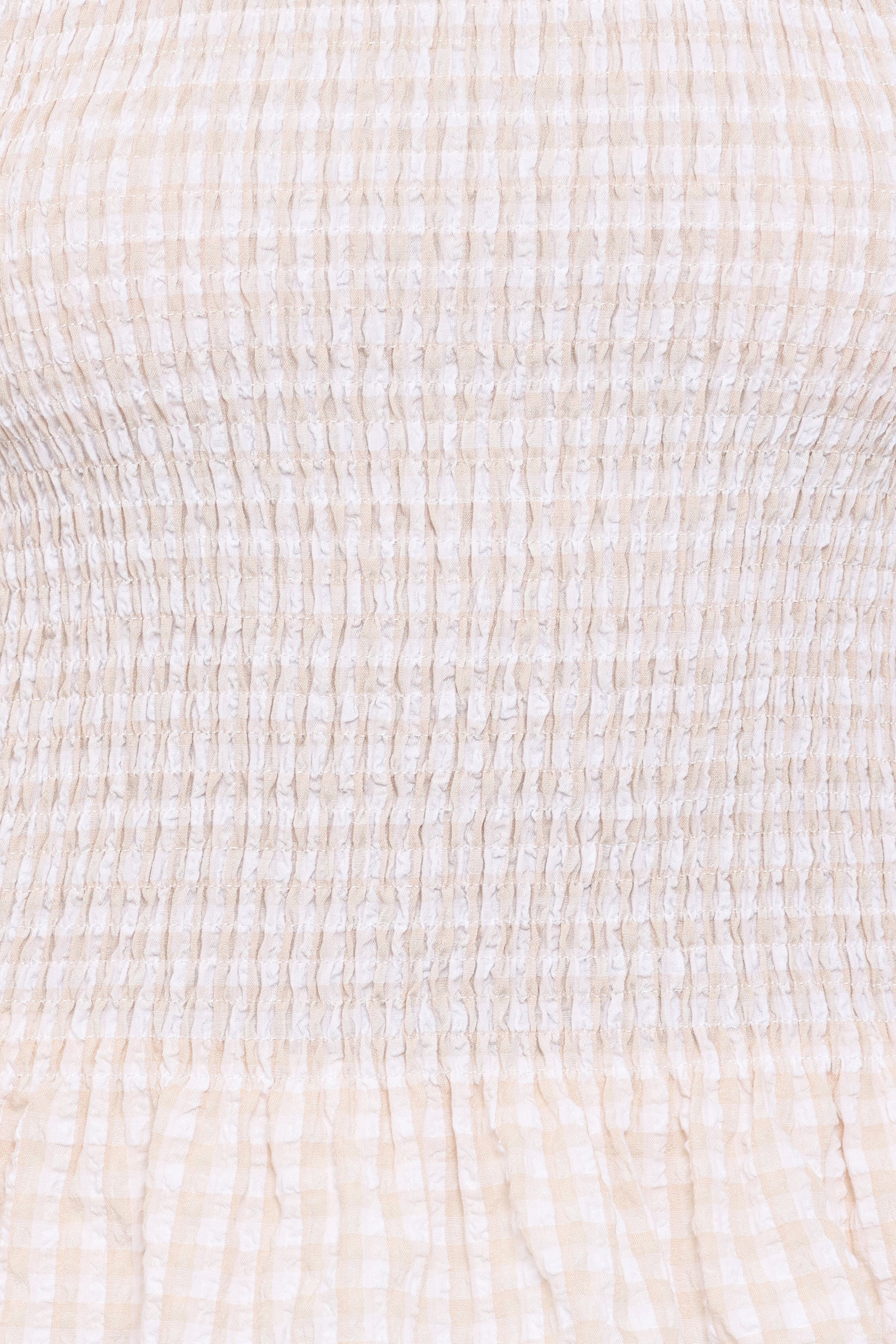 Petal and Pup USA TOPS Callista Shirred Waist Top - Beige Gingham