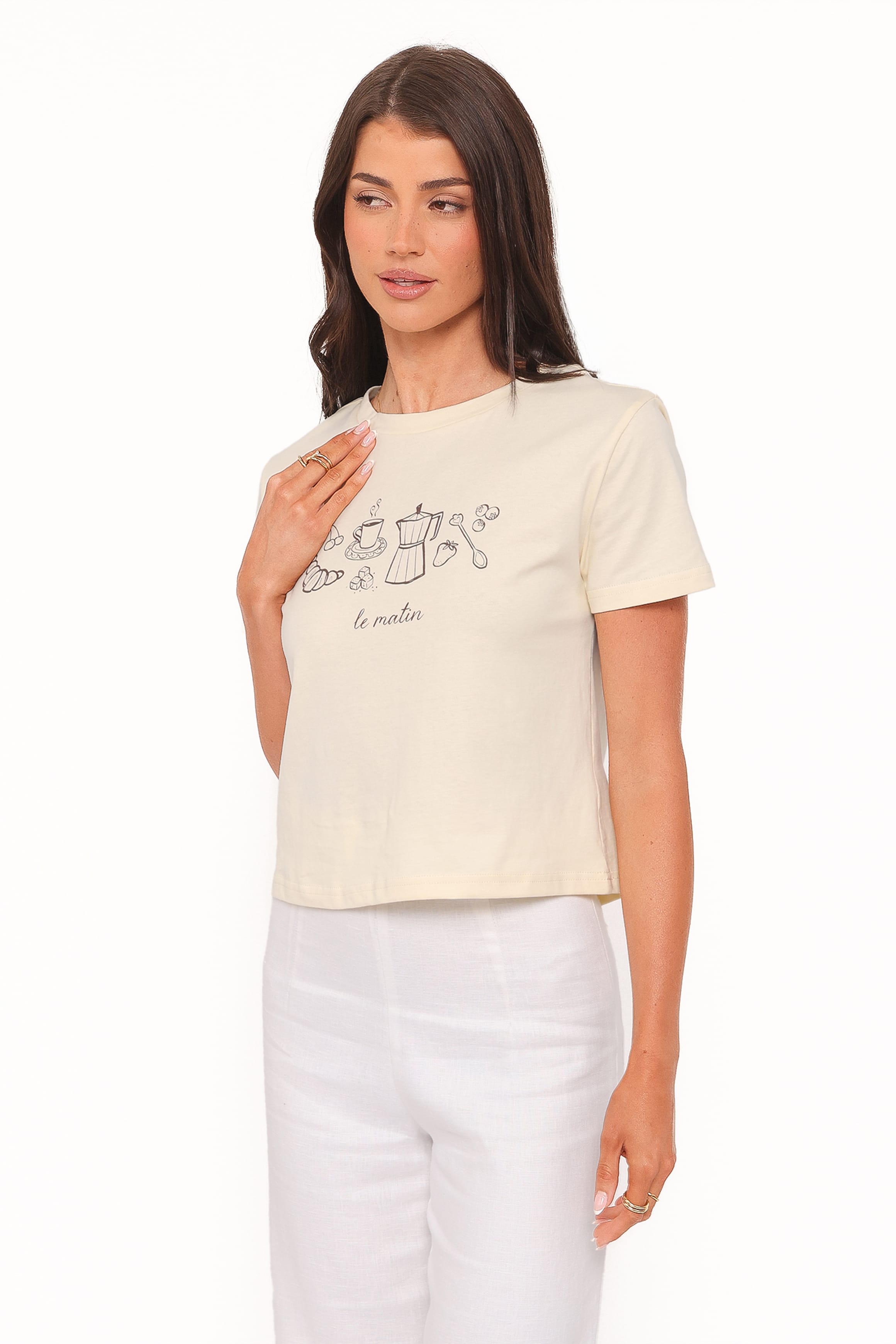 Petal and Pup USA TOPS Camelia Graphic Tee - Cream