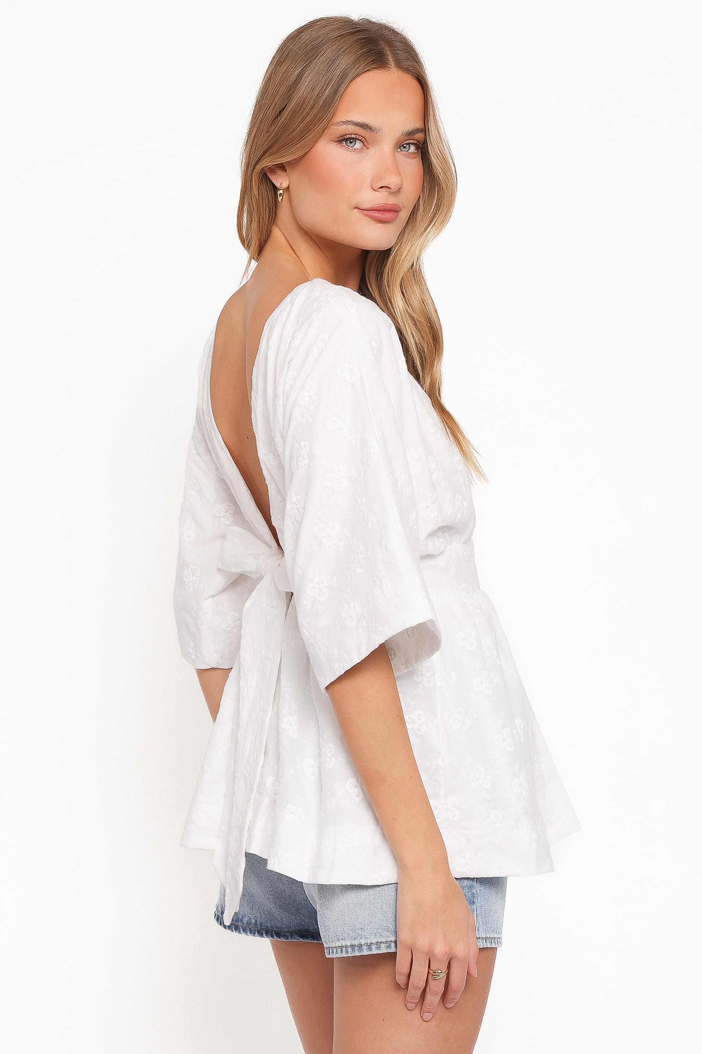 Petal and Pup USA TOPS Camila Open Back Top - White Embroidery