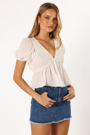 Petal and Pup USA TOPS Candice Short Sleeve Top - White