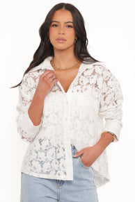 Petal and Pup USA TOPS Carol Lace Shirt - White