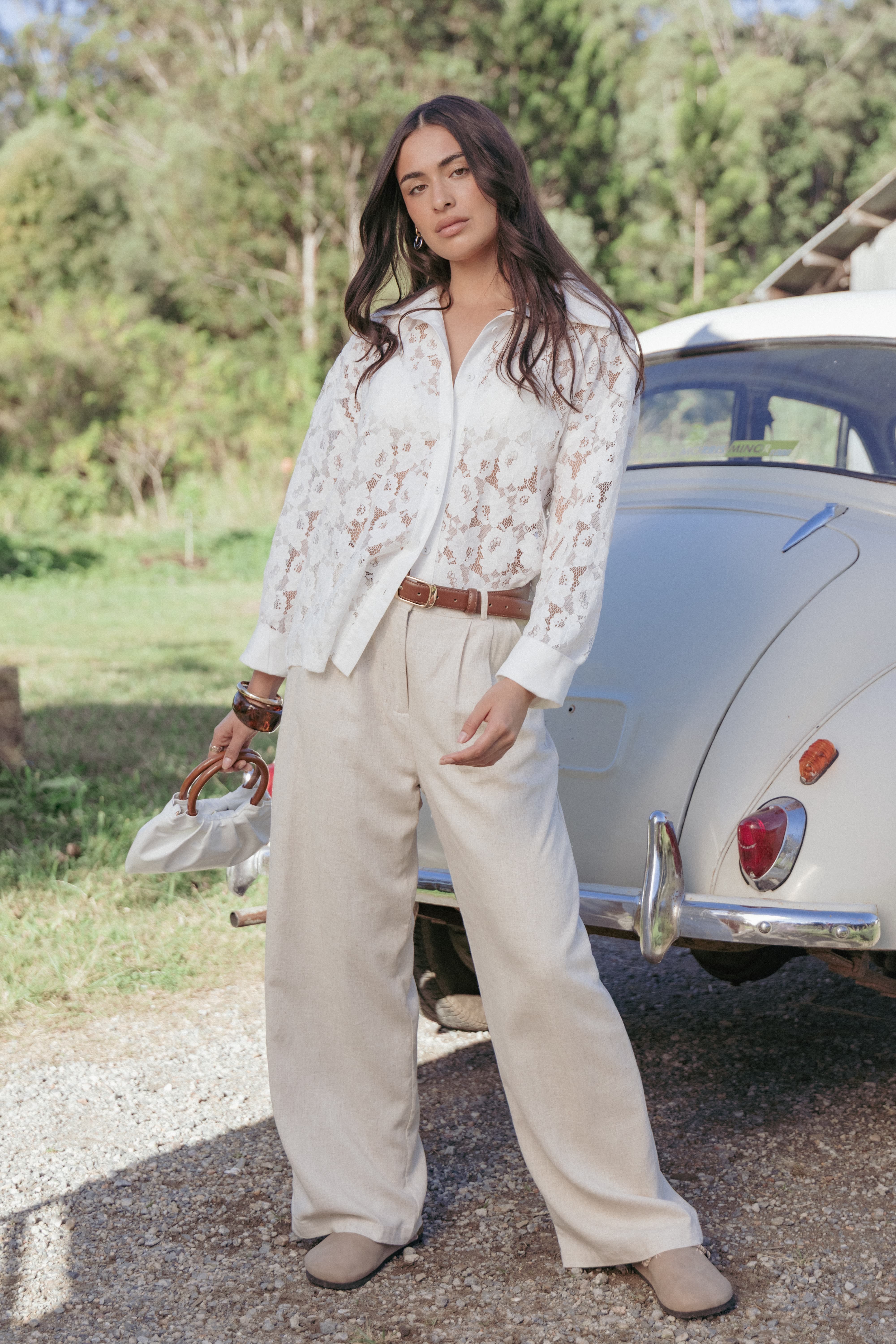 Carol Lace Shirt - White | Petal & Pup USA