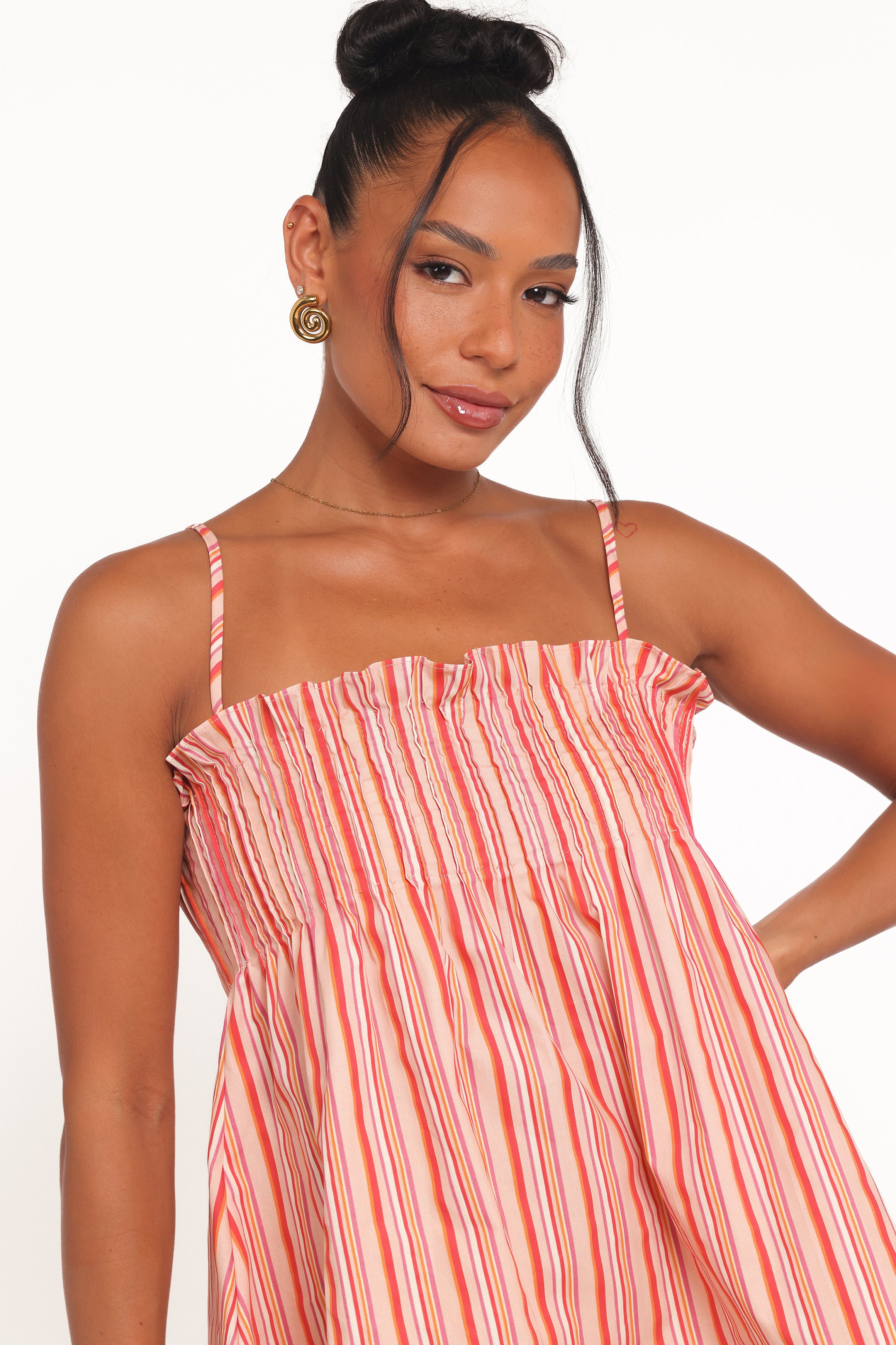 Petal and Pup USA TOPS Carson Pleated Top - Peach Stripe
