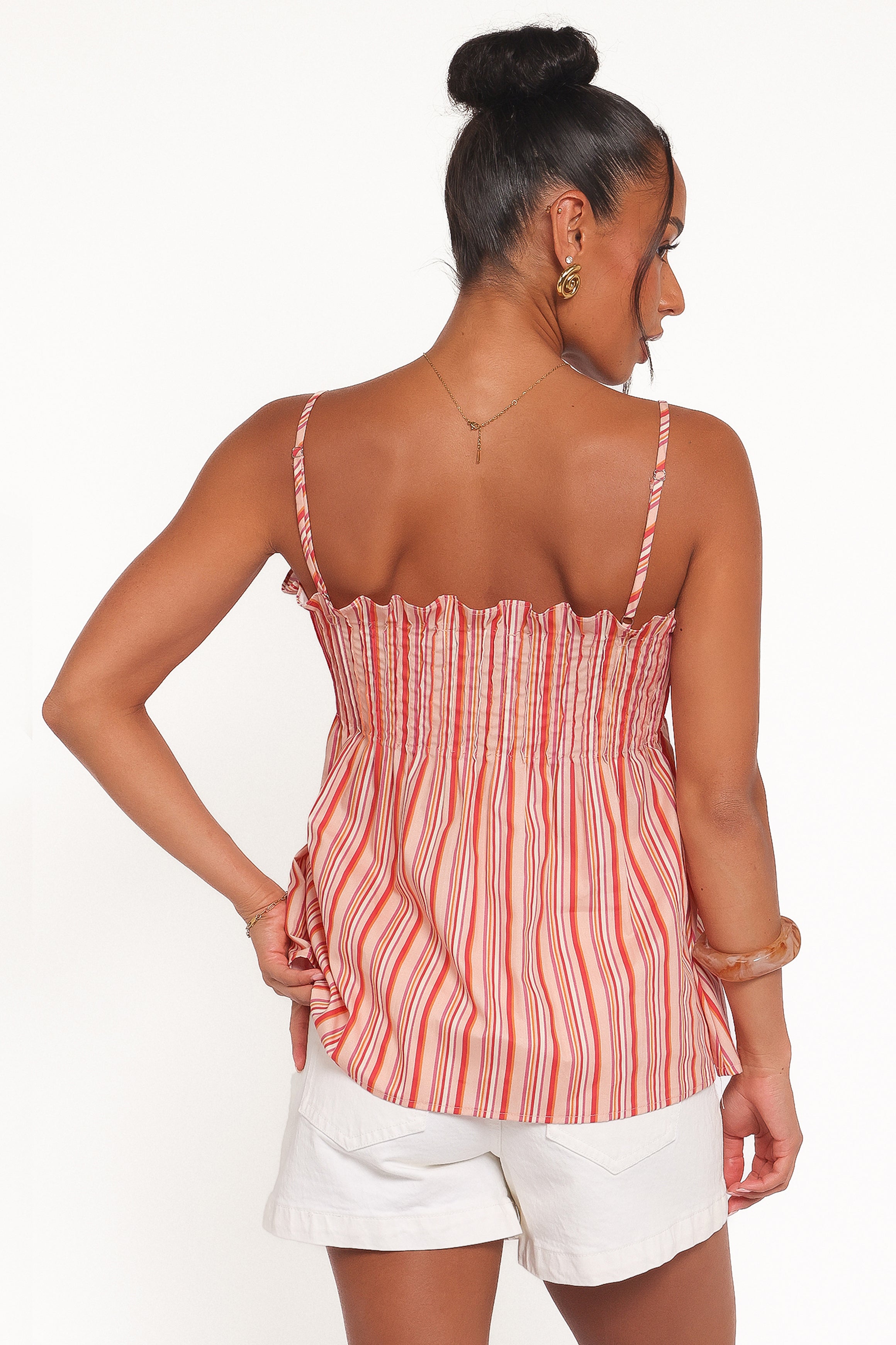 Petal and Pup USA TOPS Carson Pleated Top - Peach Stripe