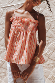 Petal and Pup USA TOPS Carson Pleated Top - Peach Stripe